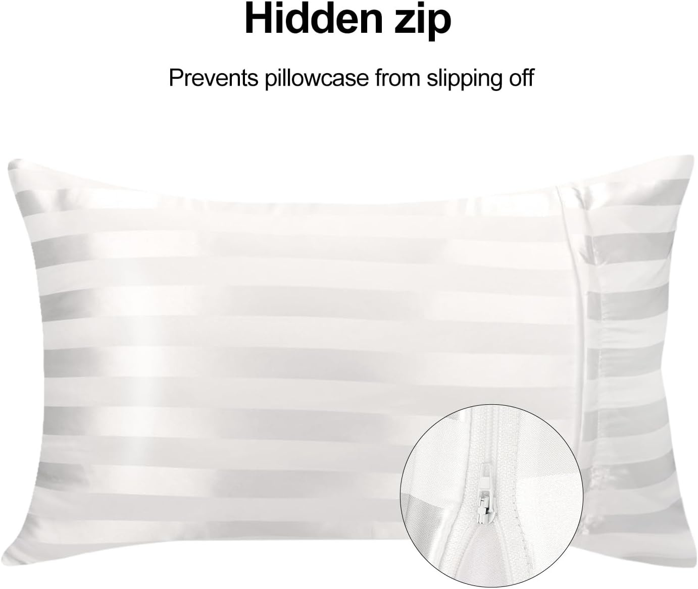 image:image3Piece Bedding Bundle Fitted Sheet amp 2 Pillowcases Queen Size White Stripes Soft amp WrinkleResistant