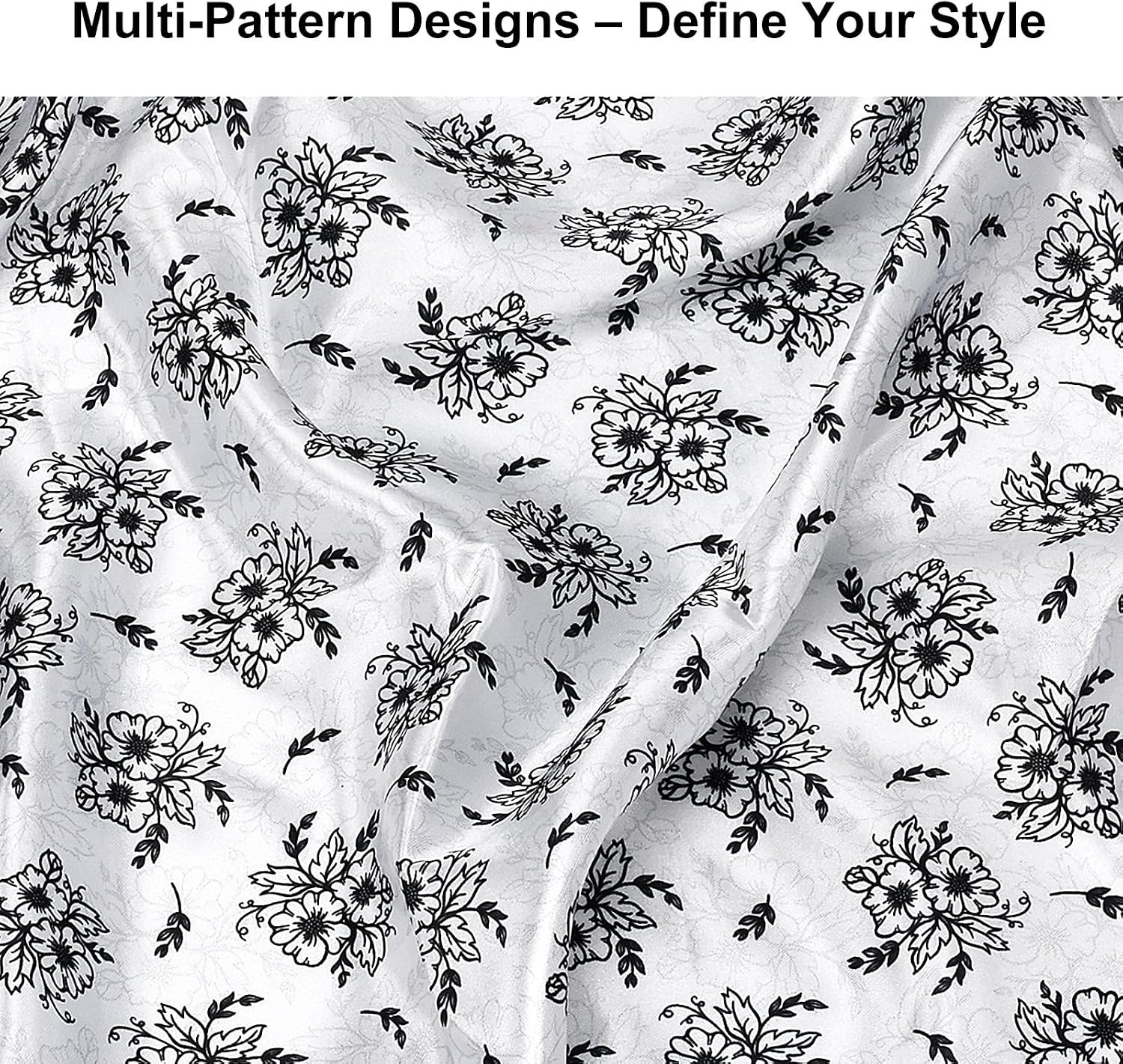 image:image3Piece Satin Bedding Bundle Twin XL Fitted Sheet amp 2 Queen Pillowcases Black Floral Soft amp WrinkleResistant