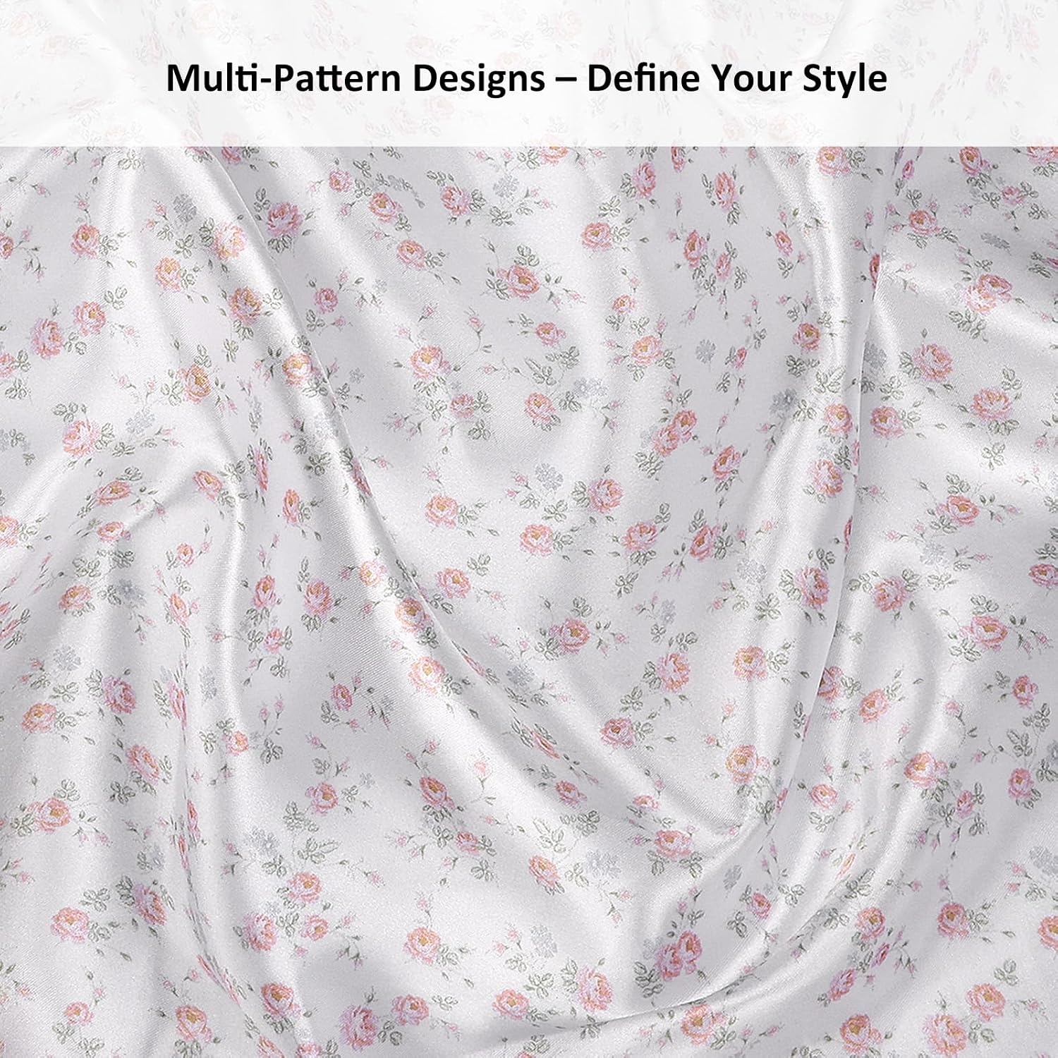 image:image3pcs Satin Bedding Bundle Fitted Sheet amp 2 Pillowcases Queen Size Pink Rose Floral Hair and Skin Care