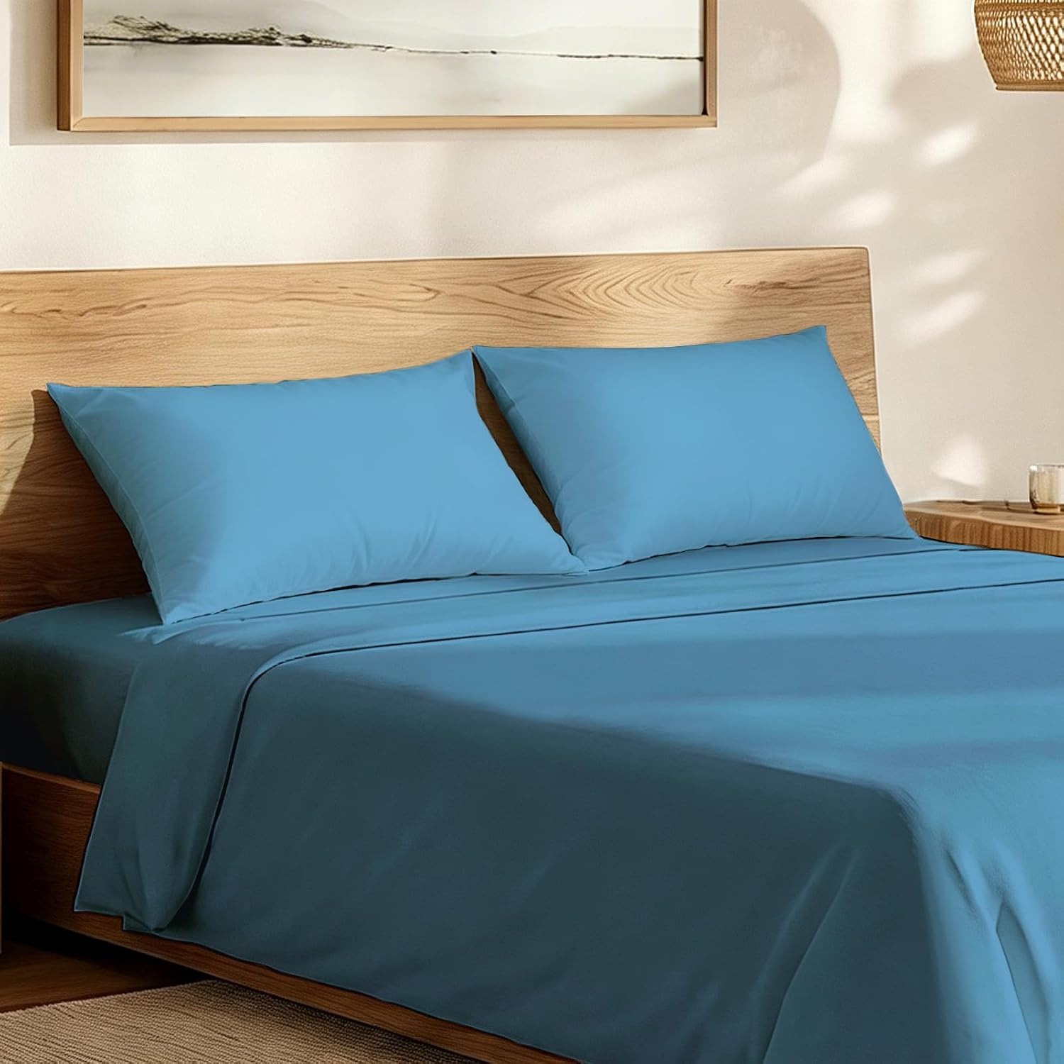 image:imageLirex 2 Pack Pillow Cases100 Cotton Breathable Pillowcases20X 36 King StandardSky BlueBlue