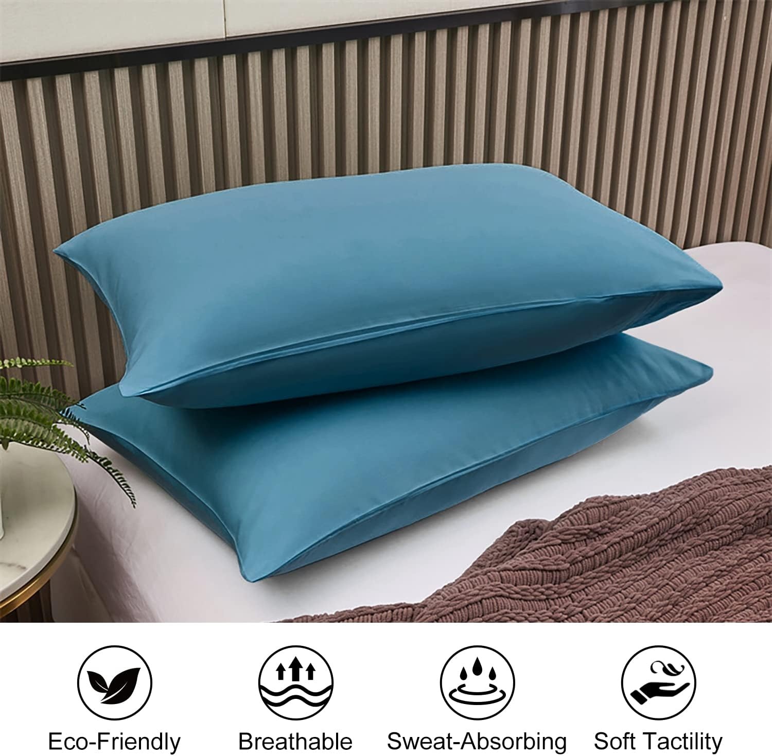 image:imageLirex 2 Pack Pillow Cases100 Cotton Breathable Pillowcases20X 36 King StandardSky BlueBlue