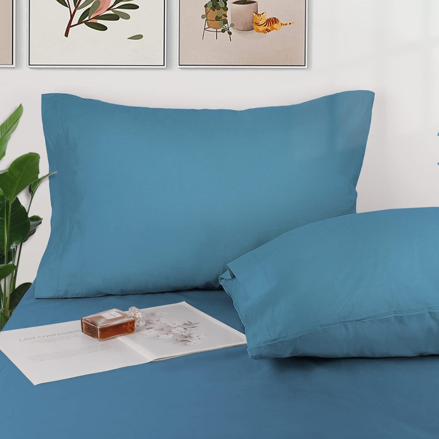 image:imageLirex 2 Pack Pillow Cases100 Cotton Breathable Pillowcases20X 36 King StandardSky BlueBlue