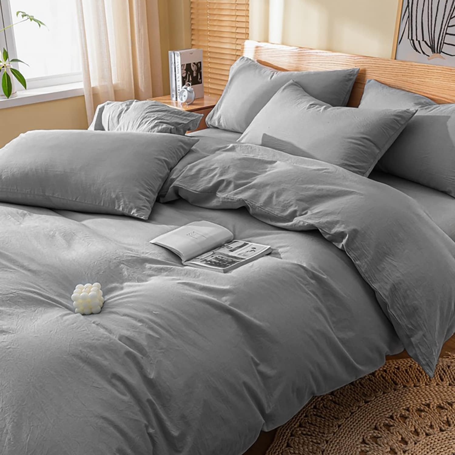 image:imageLirex 2 Pack Pillow Cases100 Cotton Breathable Pillowcases20X 36 King StandardSky BlueDark Grey