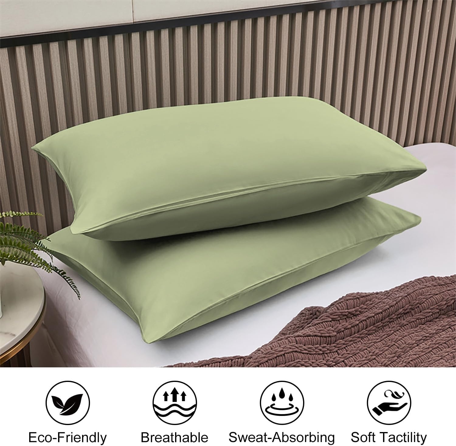 image:imageLirex 2 Pack Pillow Cases100 Cotton Breathable Pillowcases20X 36 King StandardSky BlueGreen