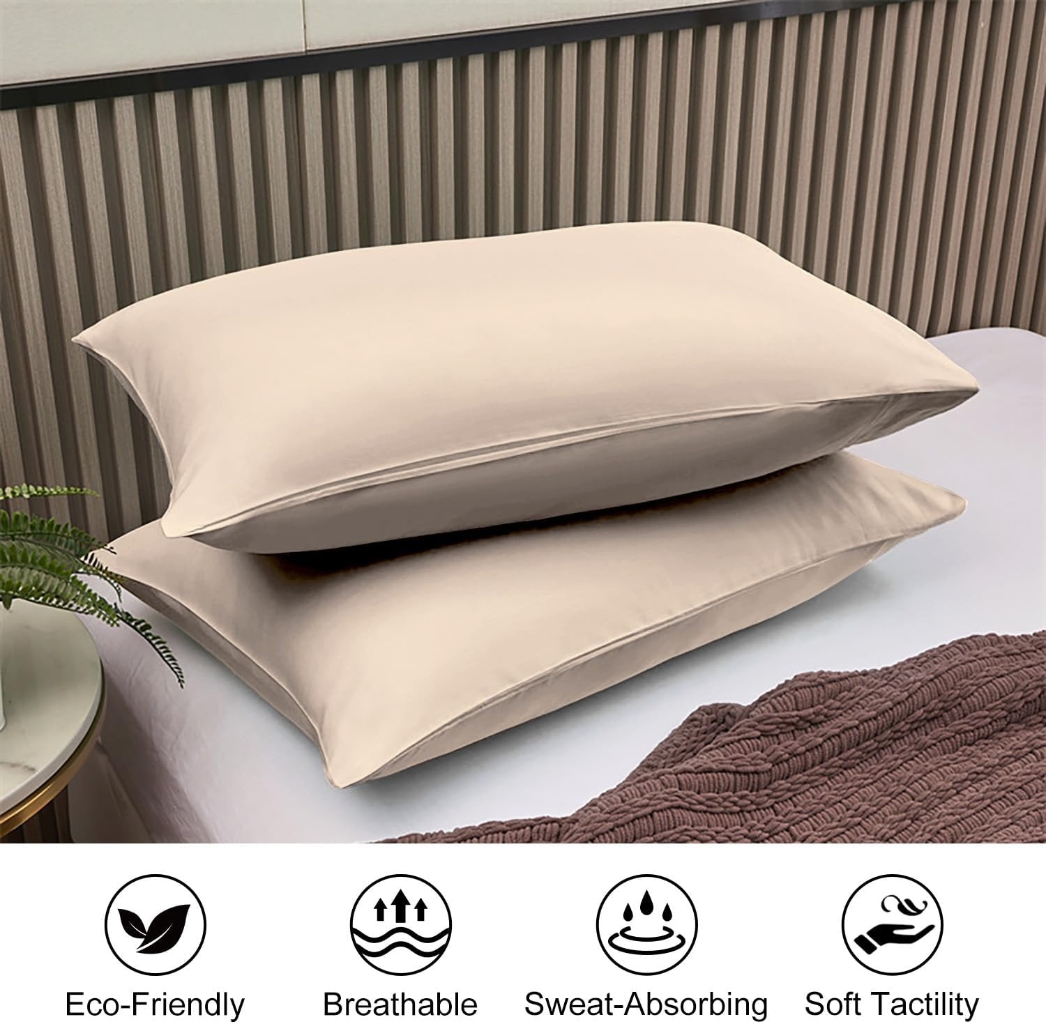 image:imageLirex 2 Pack Pillow Cases100 Cotton Breathable Pillowcases20X 36 King StandardSky BlueLight Coffee