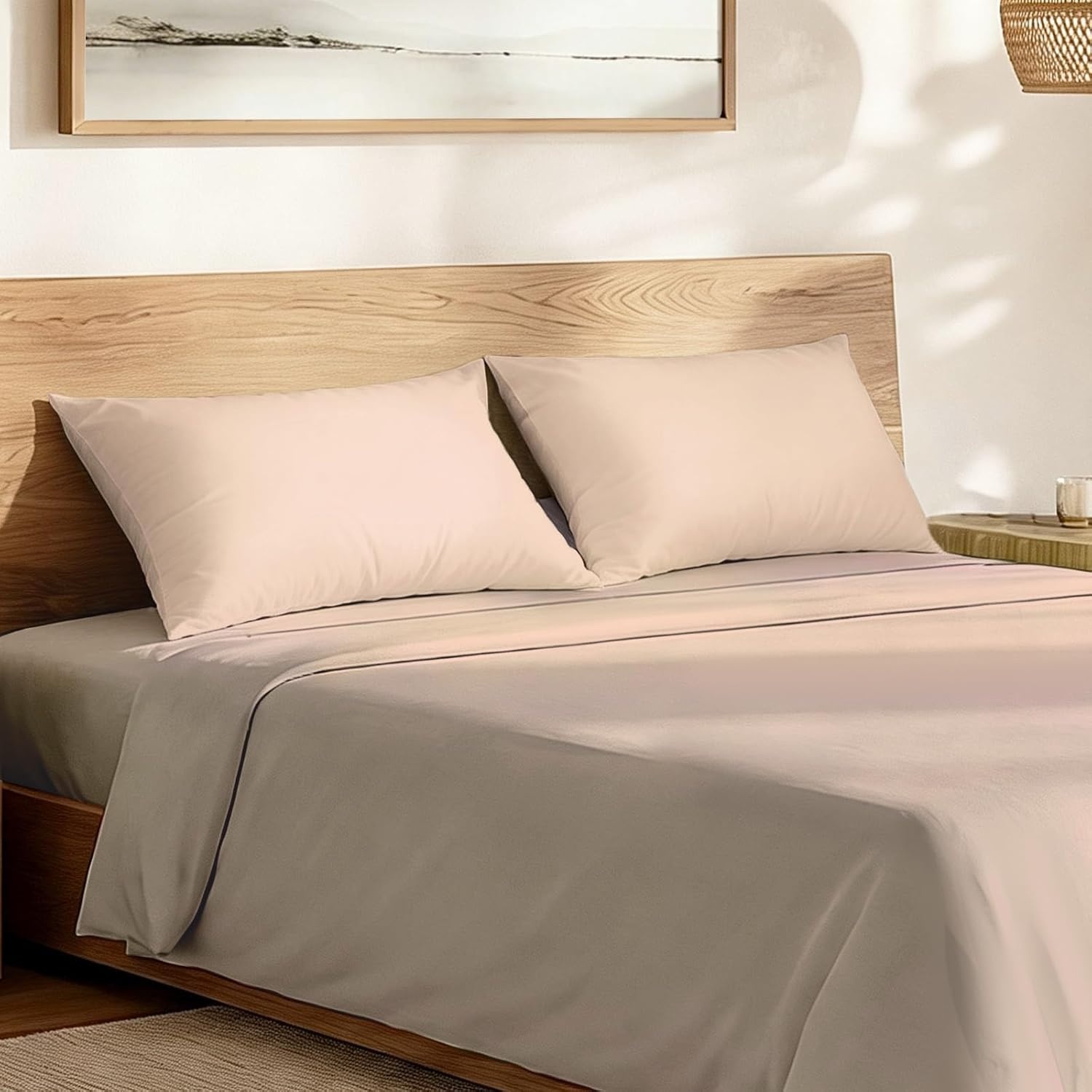 image:imageLirex 2 Pack Pillow Cases100 Cotton Breathable Pillowcases20X 36 King StandardSky BlueLight Coffee