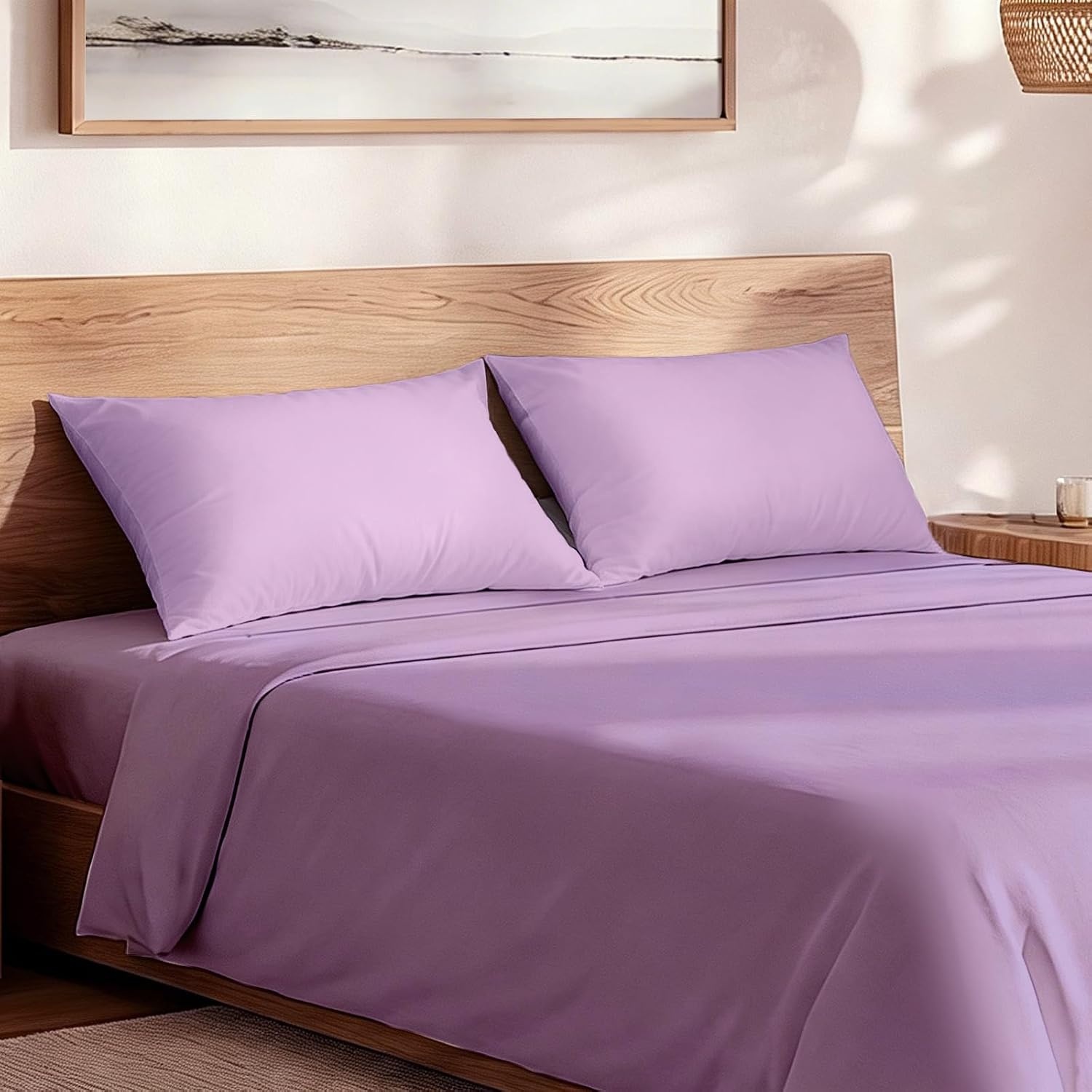 image:imageLirex 2 Pack Pillow Cases100 Cotton Breathable Pillowcases20X 36 King StandardSky BluePurple Taro