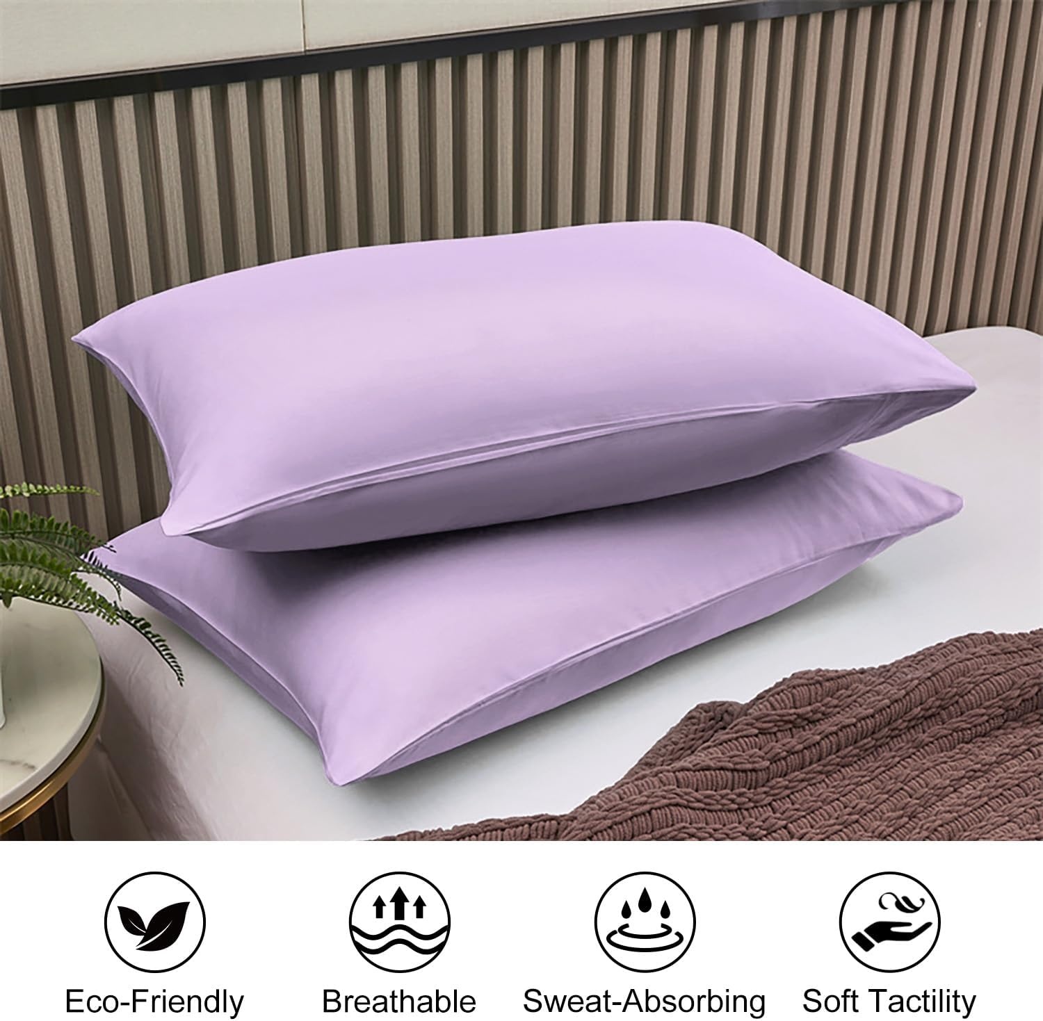 image:imageLirex 2 Pack Pillow Cases100 Cotton Breathable Pillowcases20X 36 King StandardSky BluePurple Taro