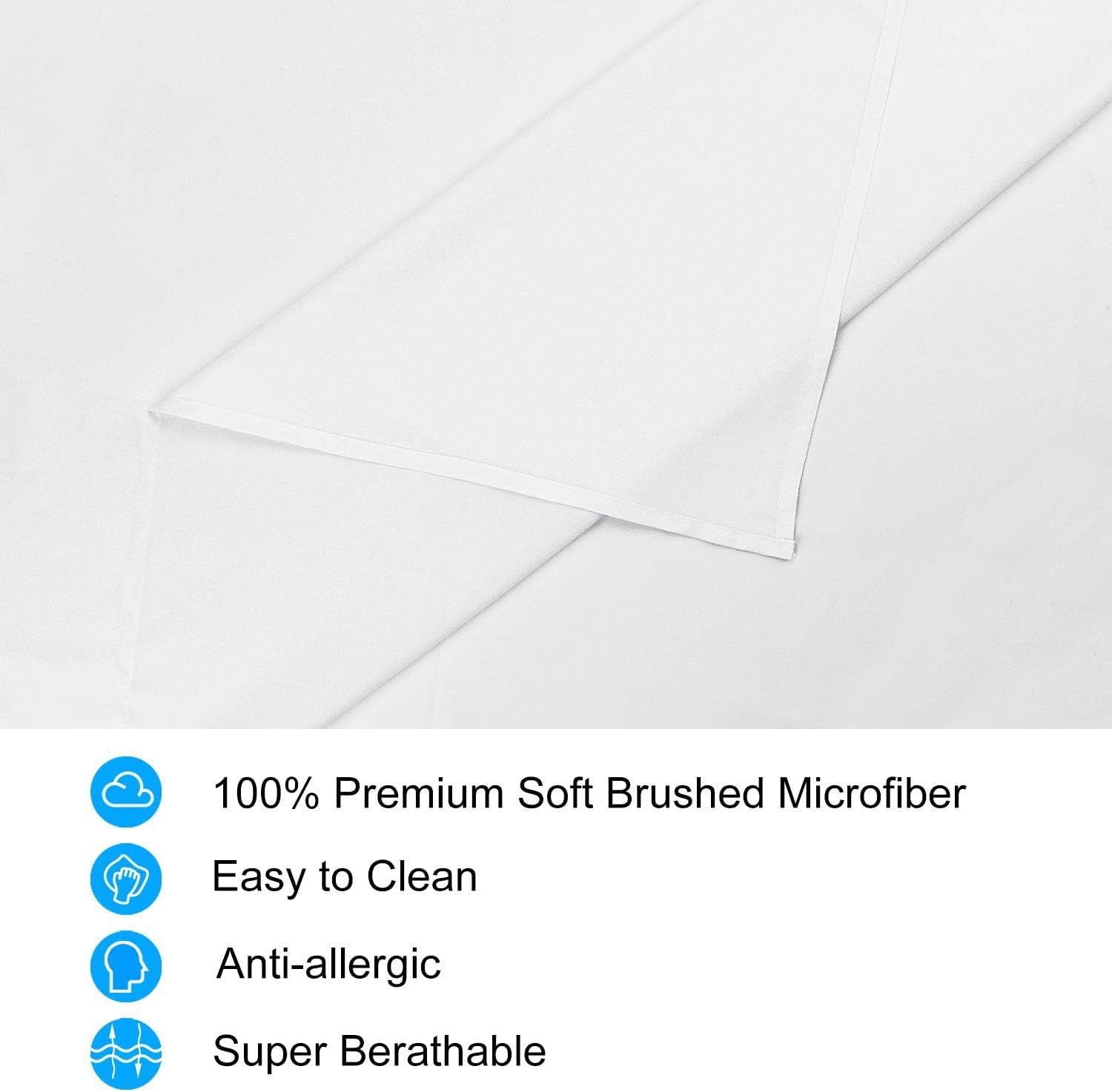 image:imageLirex 2Pack Twin Size Flat Sheet Set UltraSoft Brushed 1800 Microfiber Breathable amp WrinkleFree Machine Washable Navy BlueWhite