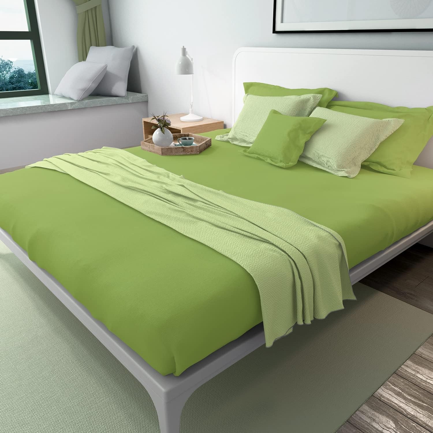 image:imageLirex Beige Flat Sheet TwinUltra Soft amp Breathable Brushed 1800 Microfiber Hotel Quality Flat Sheet Sold Separately Top Sheet for Bed Beige TwinBean Green