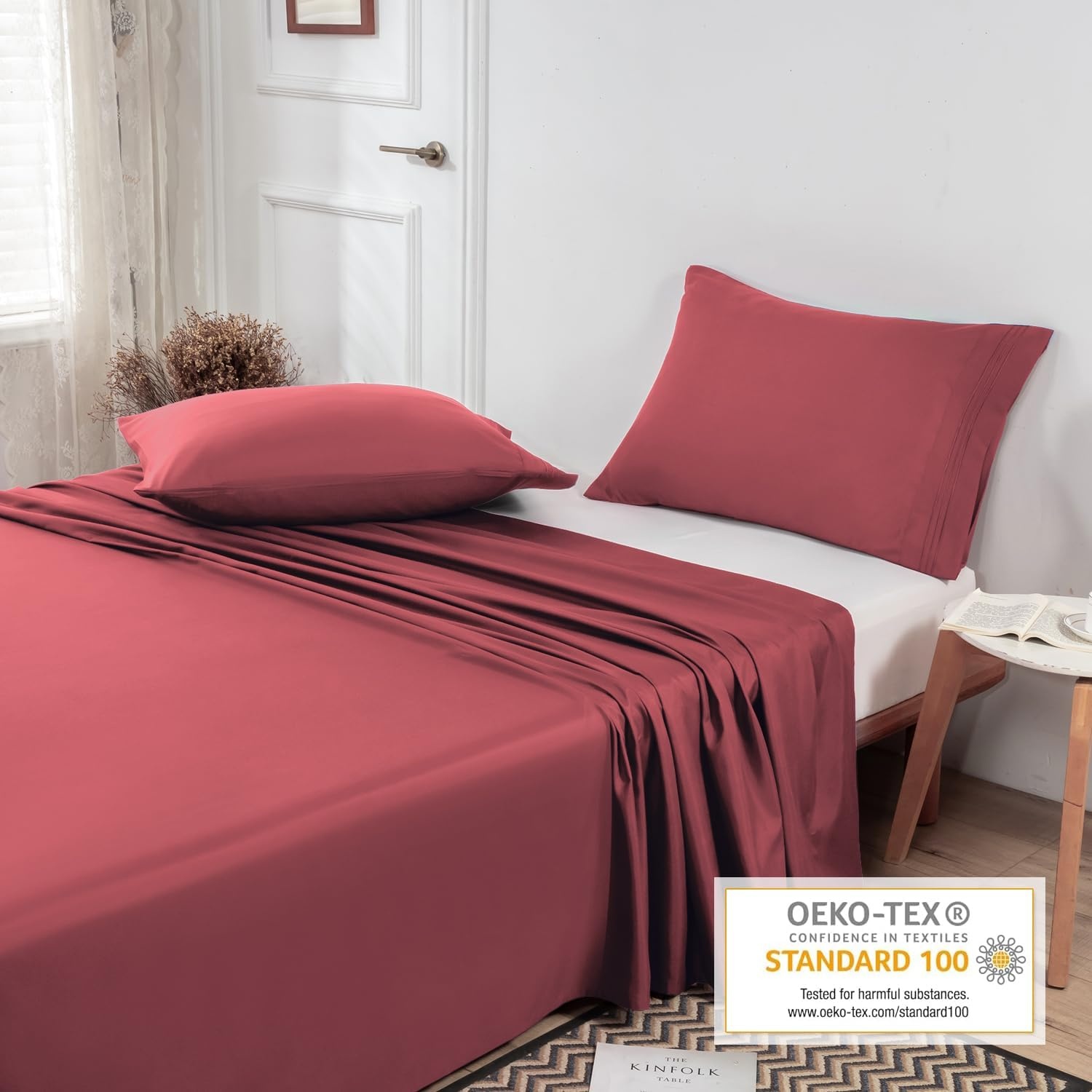 image:imageLirex Beige Flat Sheet TwinUltra Soft amp Breathable Brushed 1800 Microfiber Hotel Quality Flat Sheet Sold Separately Top Sheet for Bed Beige TwinBean Pink
