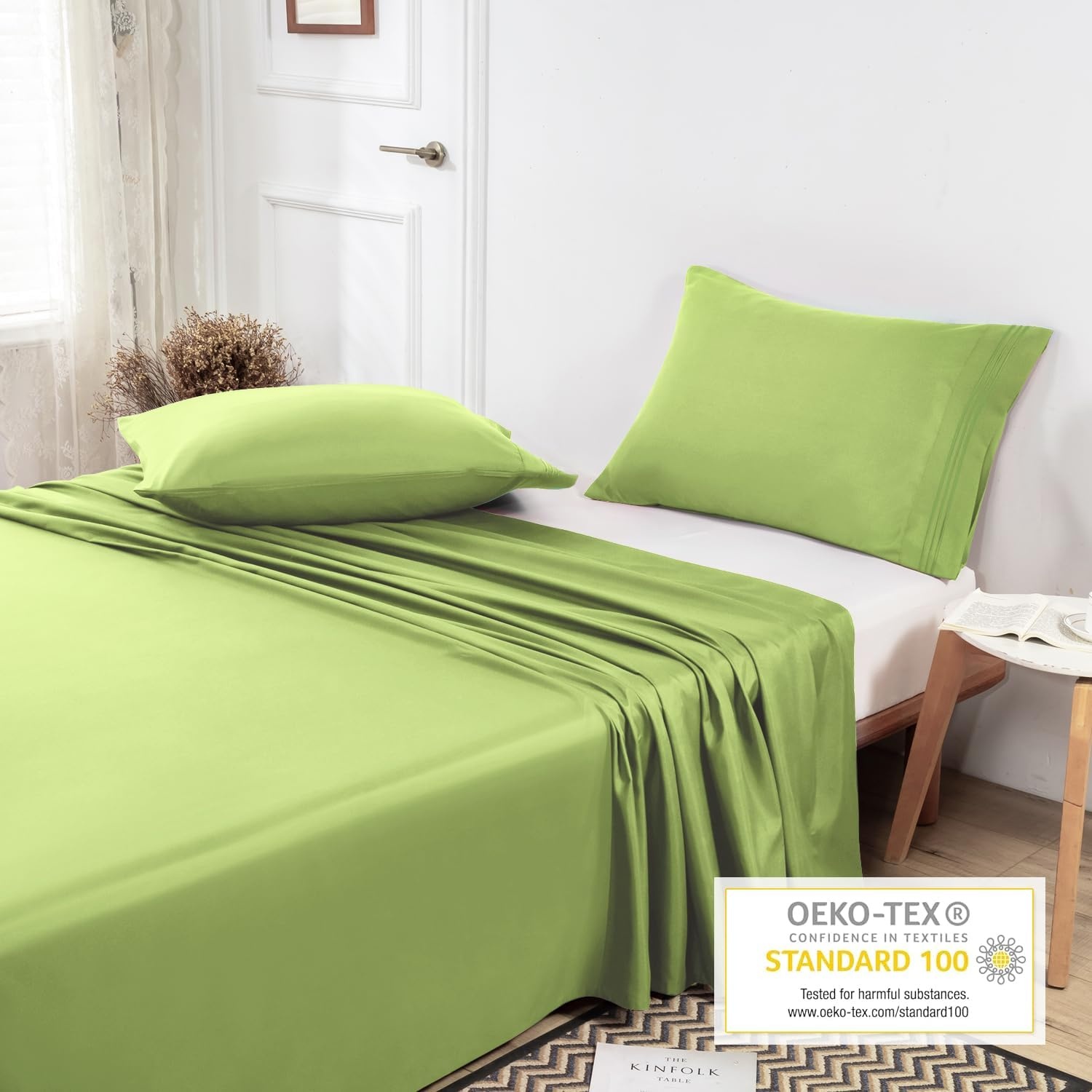 image:imageLirex Beige Flat Sheet TwinUltra Soft amp Breathable Brushed 1800 Microfiber Hotel Quality Flat Sheet Sold Separately Top Sheet for Bed Beige TwinBean Green