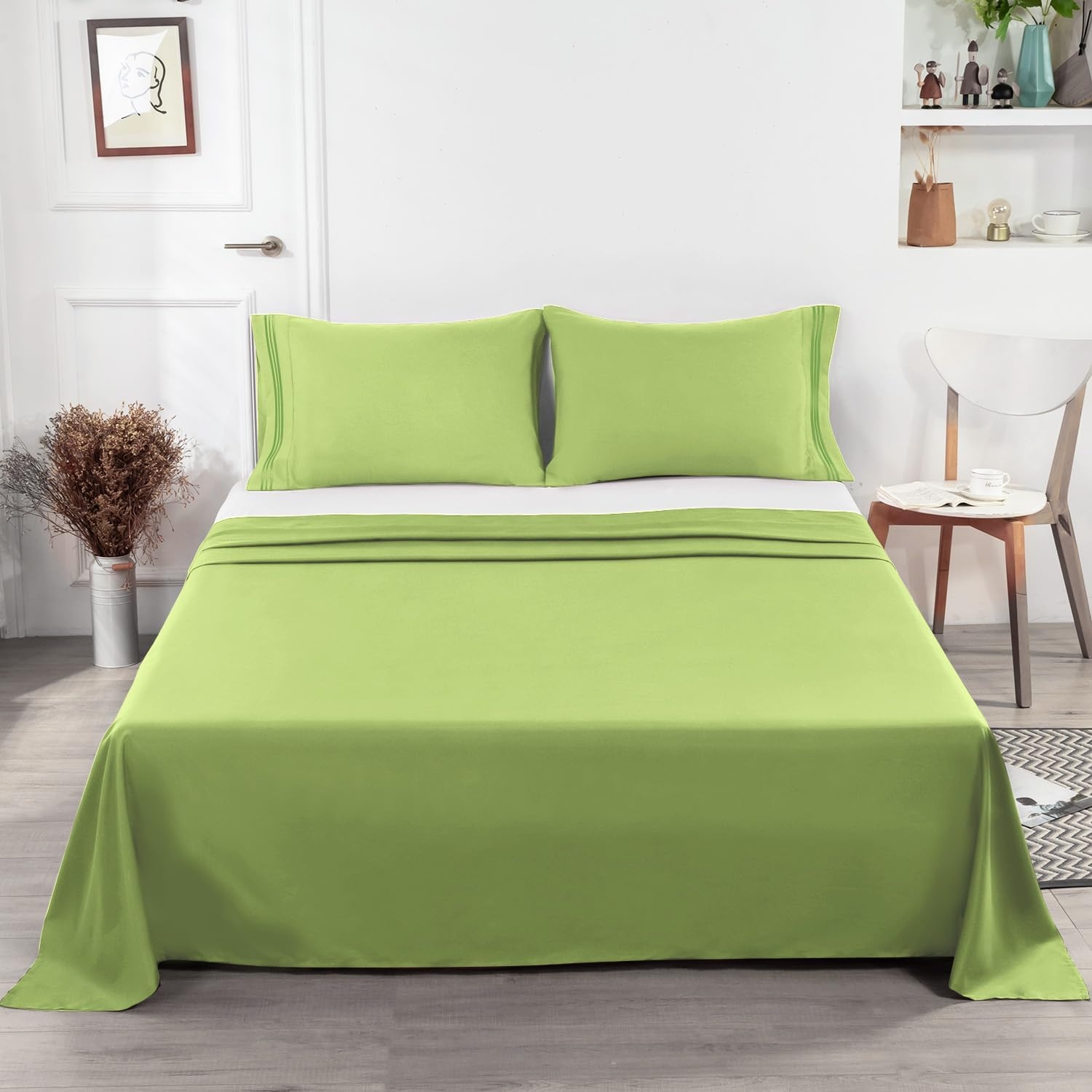 image:imageLirex Beige Flat Sheet TwinUltra Soft amp Breathable Brushed 1800 Microfiber Hotel Quality Flat Sheet Sold Separately Top Sheet for Bed Beige TwinBean Green