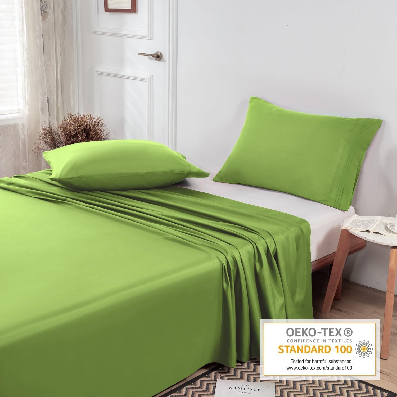 image:imageLirex Beige Flat Sheet TwinUltra Soft amp Breathable Brushed 1800 Microfiber Hotel Quality Flat Sheet Sold Separately Top Sheet for Bed Beige TwinBean Green