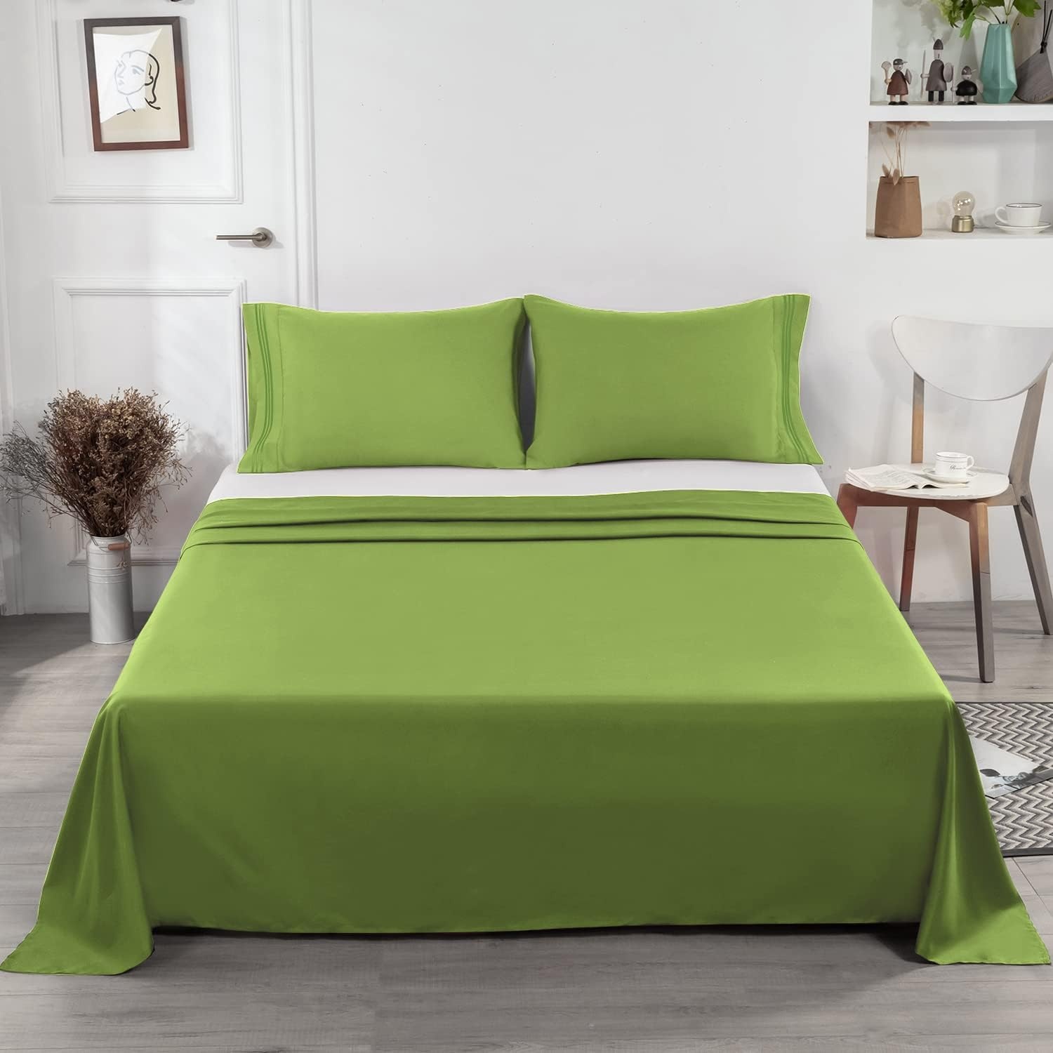 image:imageLirex Beige Flat Sheet TwinUltra Soft amp Breathable Brushed 1800 Microfiber Hotel Quality Flat Sheet Sold Separately Top Sheet for Bed Beige TwinBean Green