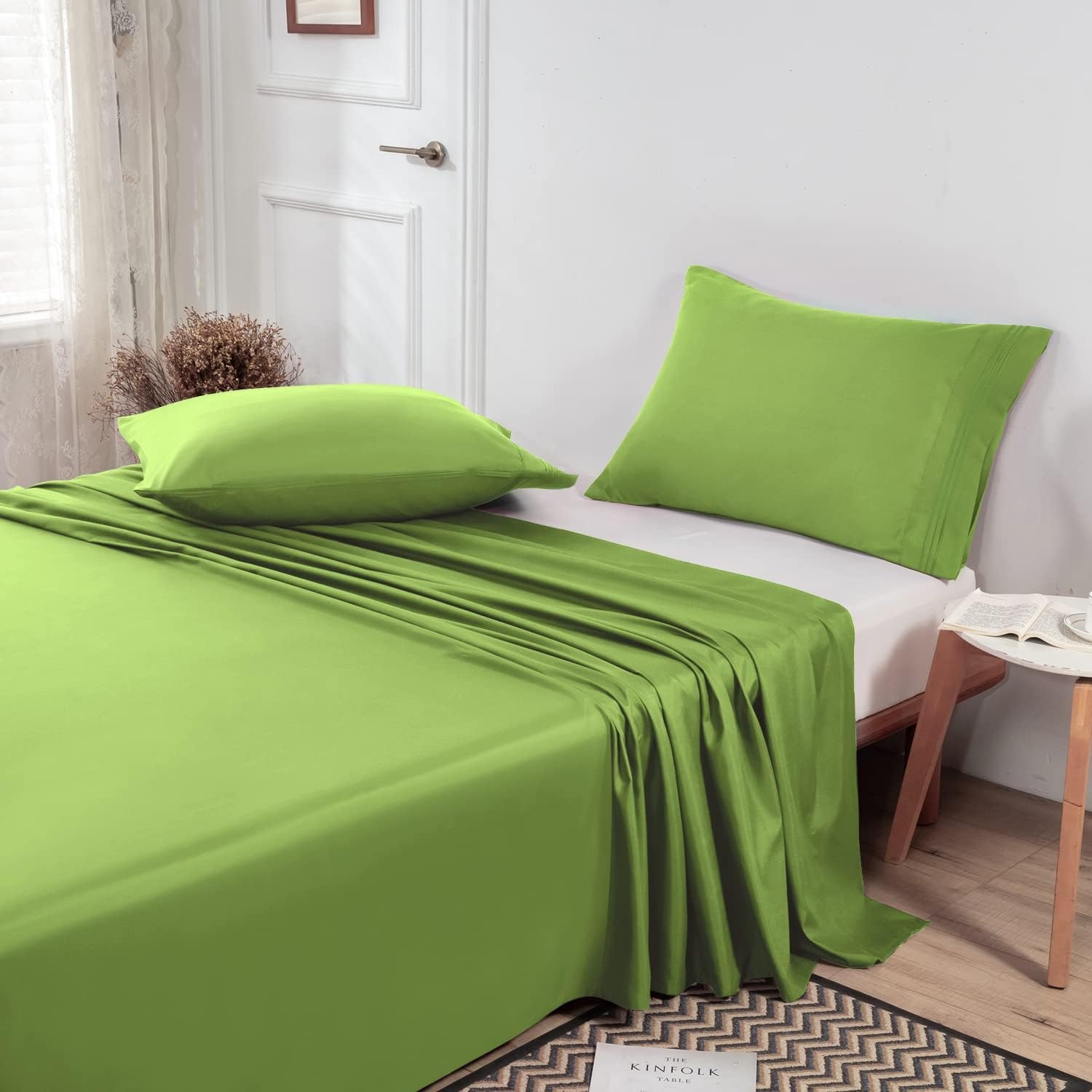 image:imageLirex Beige Flat Sheet TwinUltra Soft amp Breathable Brushed 1800 Microfiber Hotel Quality Flat Sheet Sold Separately Top Sheet for Bed Beige TwinBean Green