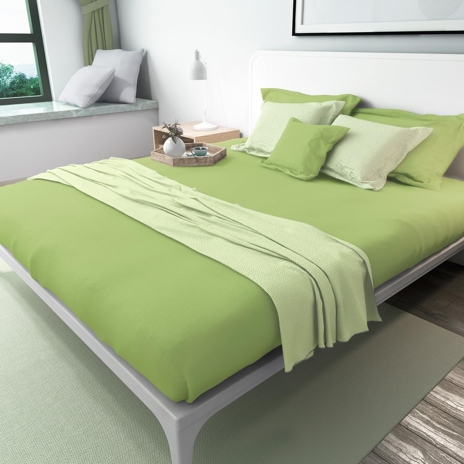 image:imageLirex Beige Flat Sheet TwinUltra Soft amp Breathable Brushed 1800 Microfiber Hotel Quality Flat Sheet Sold Separately Top Sheet for Bed Beige TwinBean Green