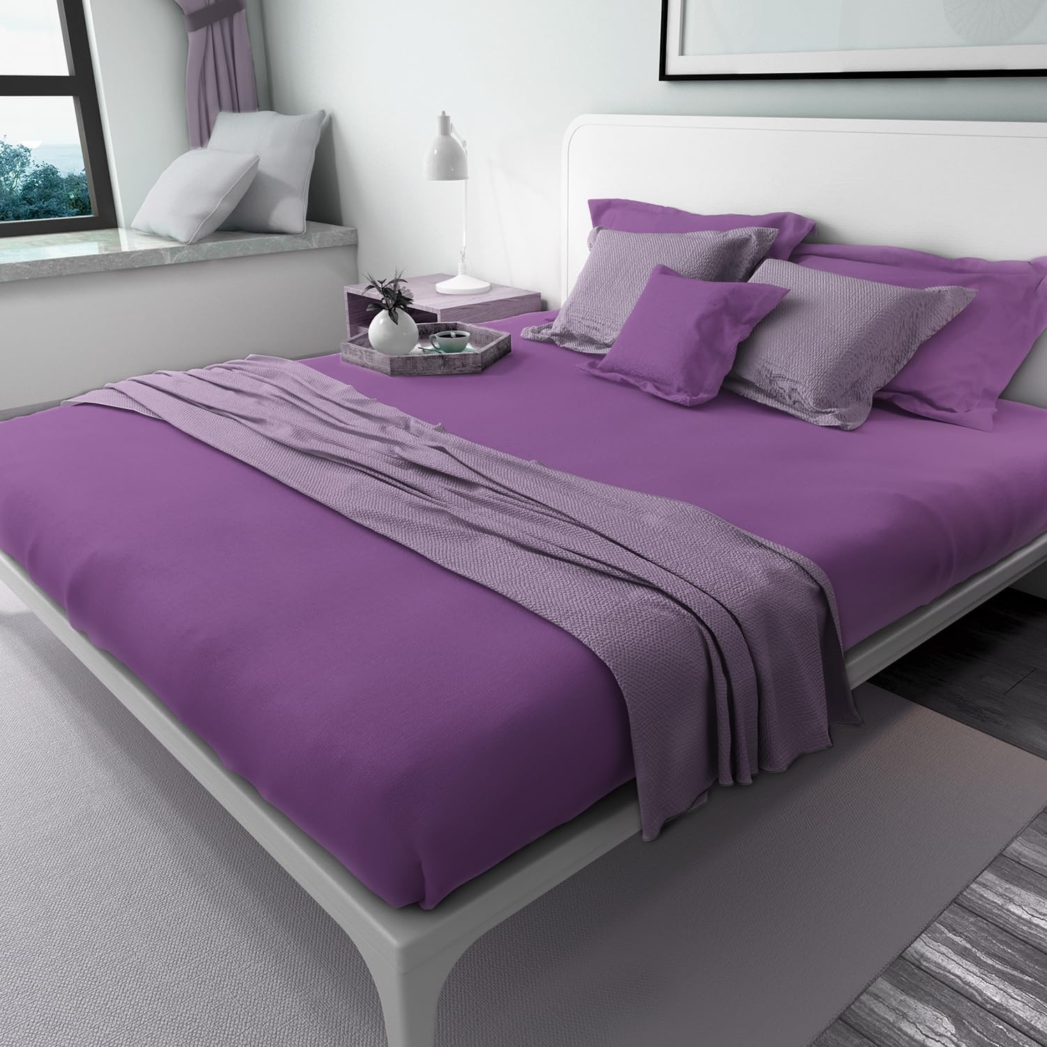 image:imageLirex Beige Flat Sheet TwinUltra Soft amp Breathable Brushed 1800 Microfiber Hotel Quality Flat Sheet Sold Separately Top Sheet for Bed Beige TwinPurple