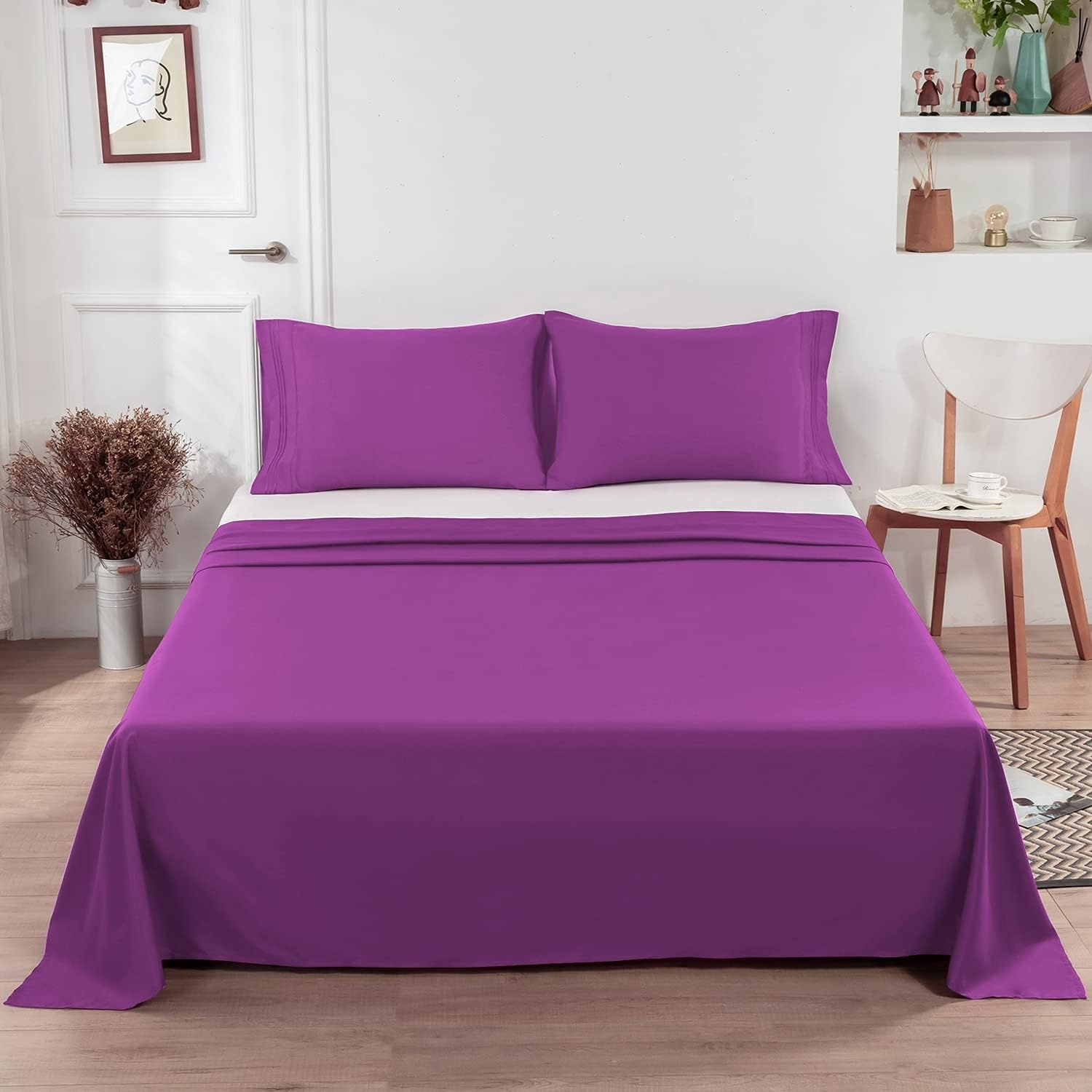 image:imageLirex Beige Flat Sheet TwinUltra Soft amp Breathable Brushed 1800 Microfiber Hotel Quality Flat Sheet Sold Separately Top Sheet for Bed Beige TwinPurple