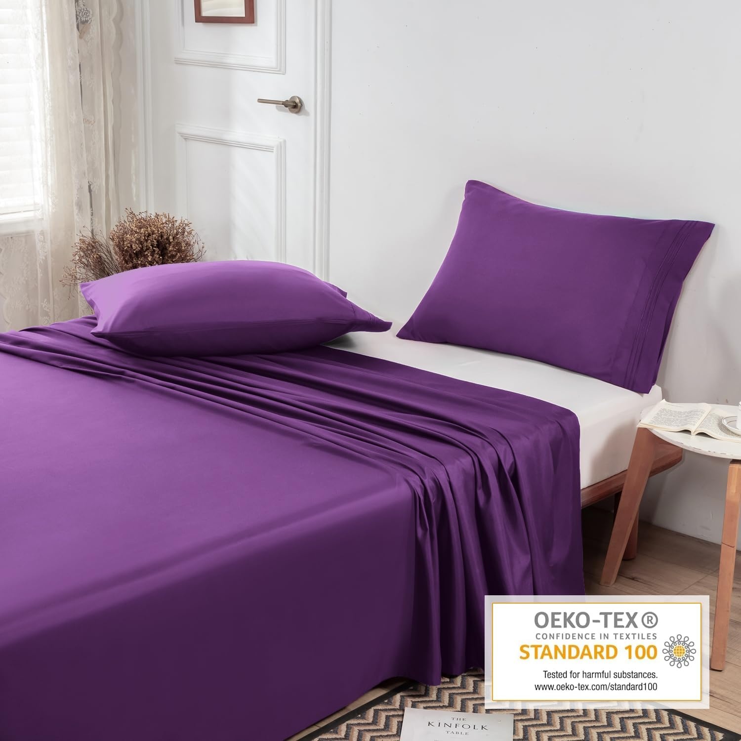 image:imageLirex Beige Flat Sheet TwinUltra Soft amp Breathable Brushed 1800 Microfiber Hotel Quality Flat Sheet Sold Separately Top Sheet for Bed Beige TwinPurple