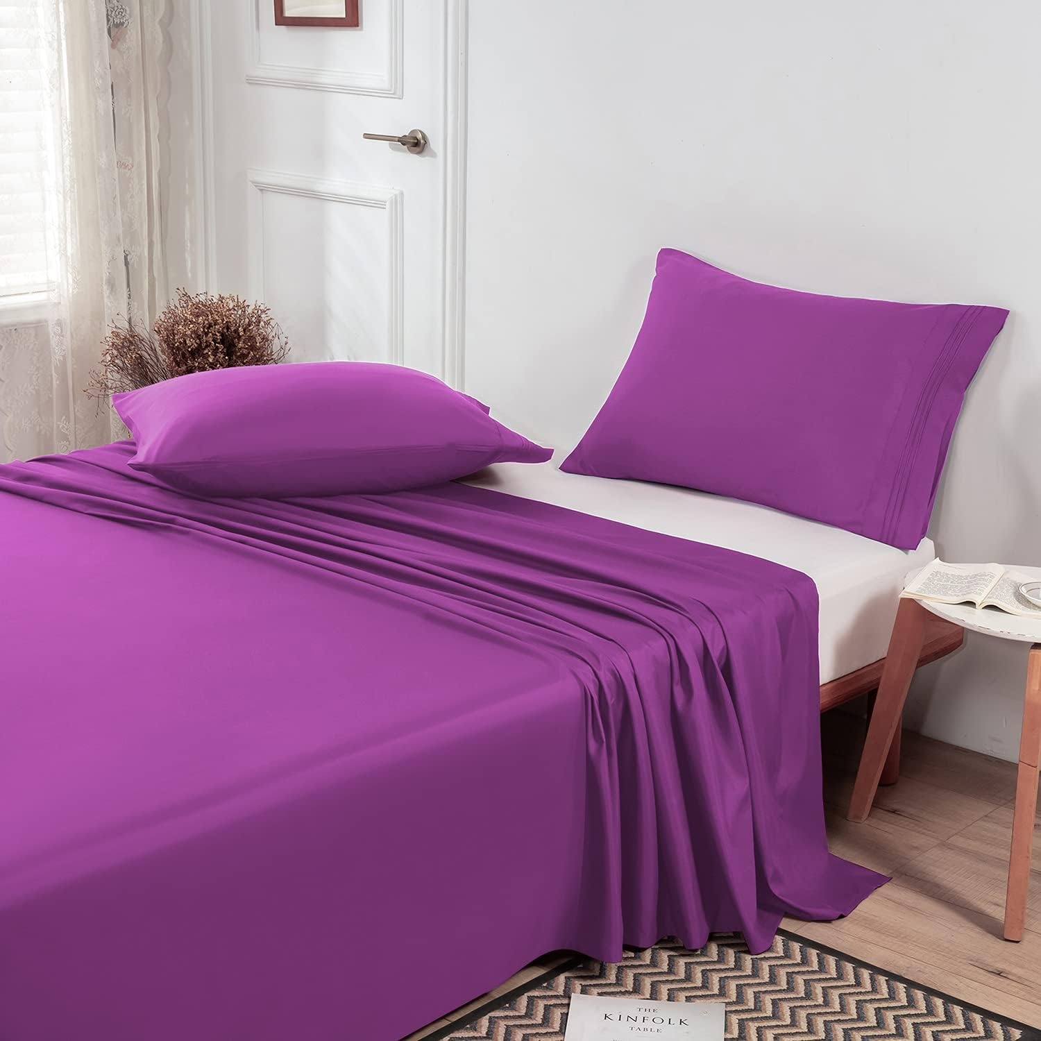 image:imageLirex Beige Flat Sheet TwinUltra Soft amp Breathable Brushed 1800 Microfiber Hotel Quality Flat Sheet Sold Separately Top Sheet for Bed Beige TwinPurple