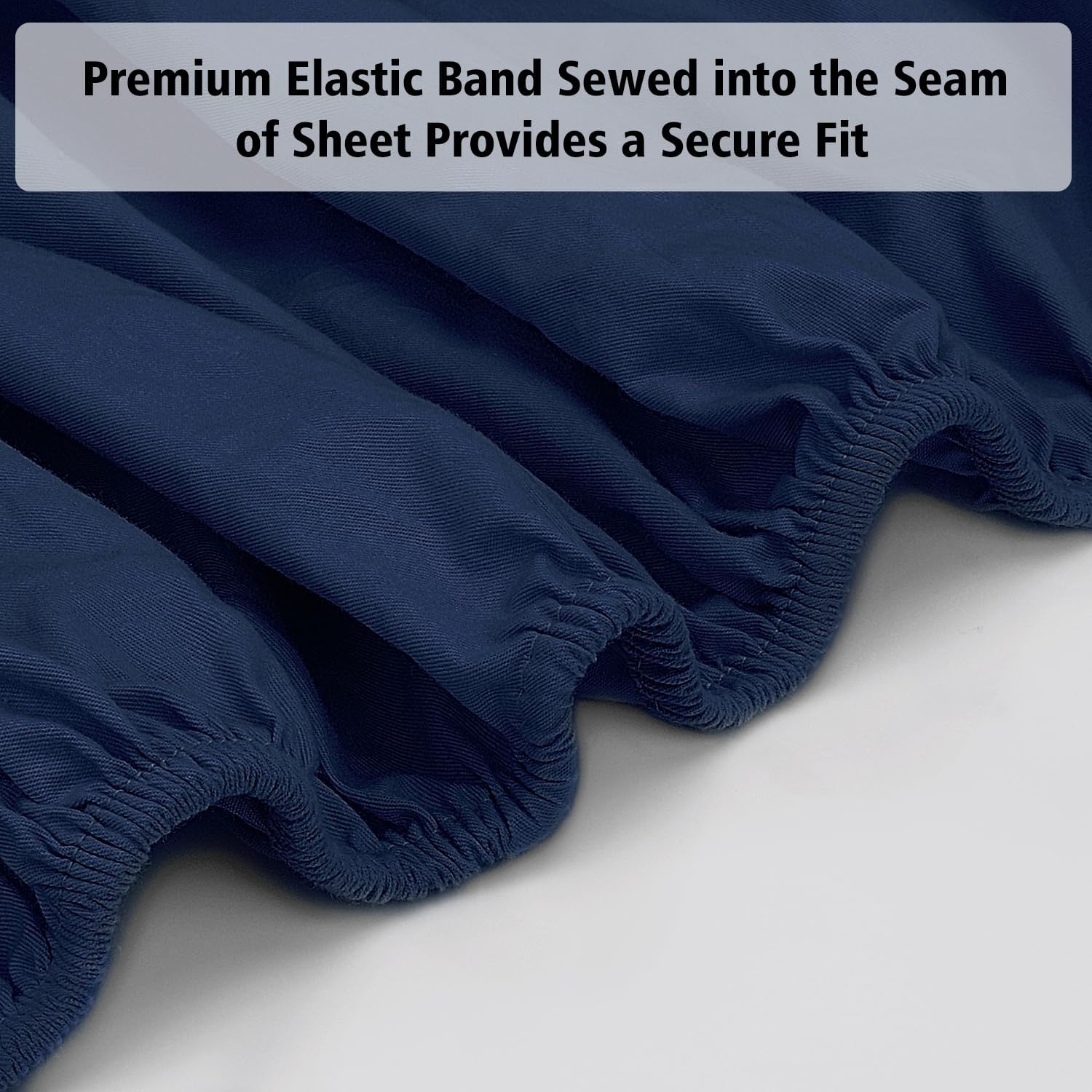image:imageLirex Fitted Twin Sheet Cotton 300 Thread Count Soft Breathable 810 Deep Pocket Sheet for Hotel HomeDark BlueDark Blue