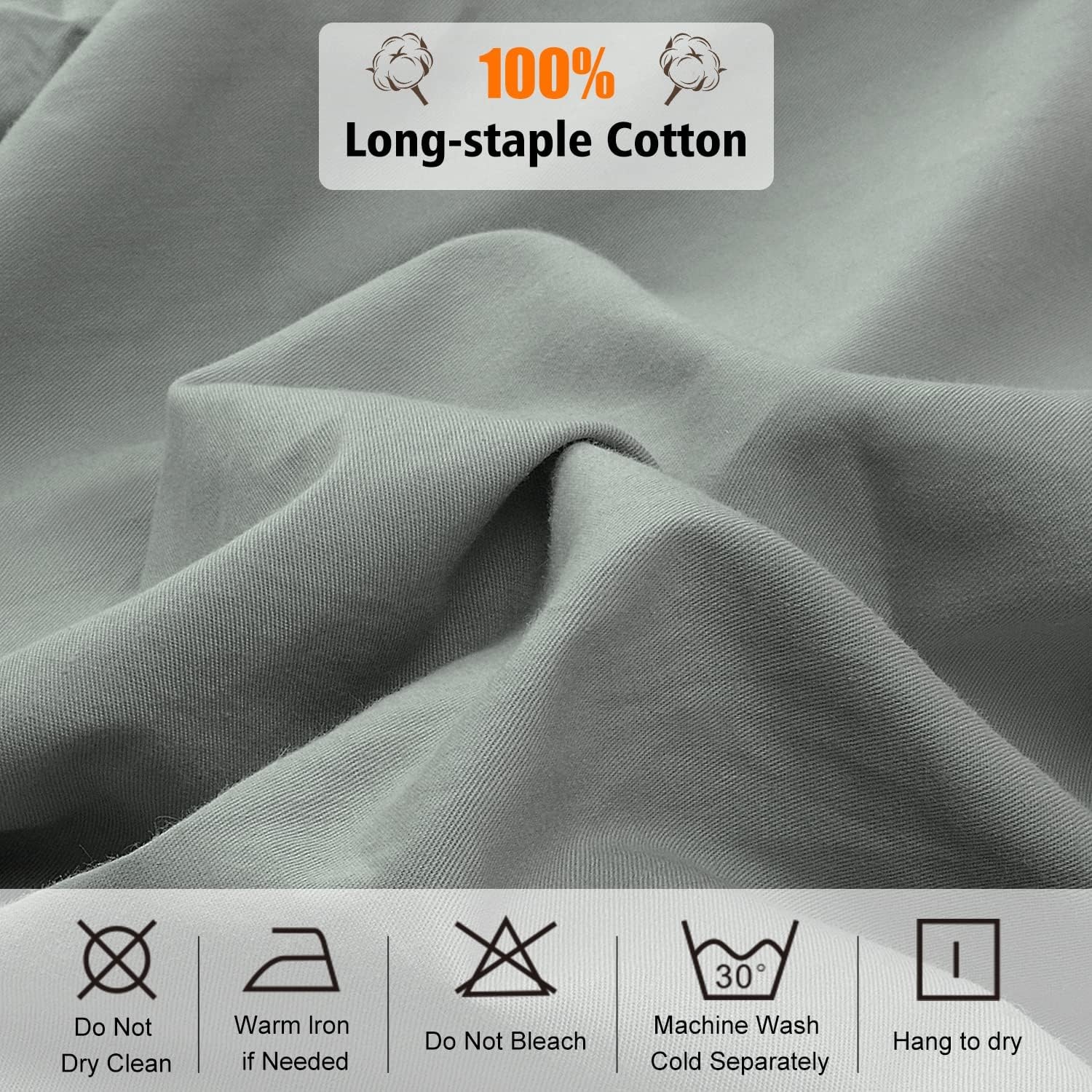 image:imageLirex Fitted Twin Sheet Cotton 300 Thread Count Soft Breathable 810 Deep Pocket Sheet for Hotel HomeDark BlueDark Grey