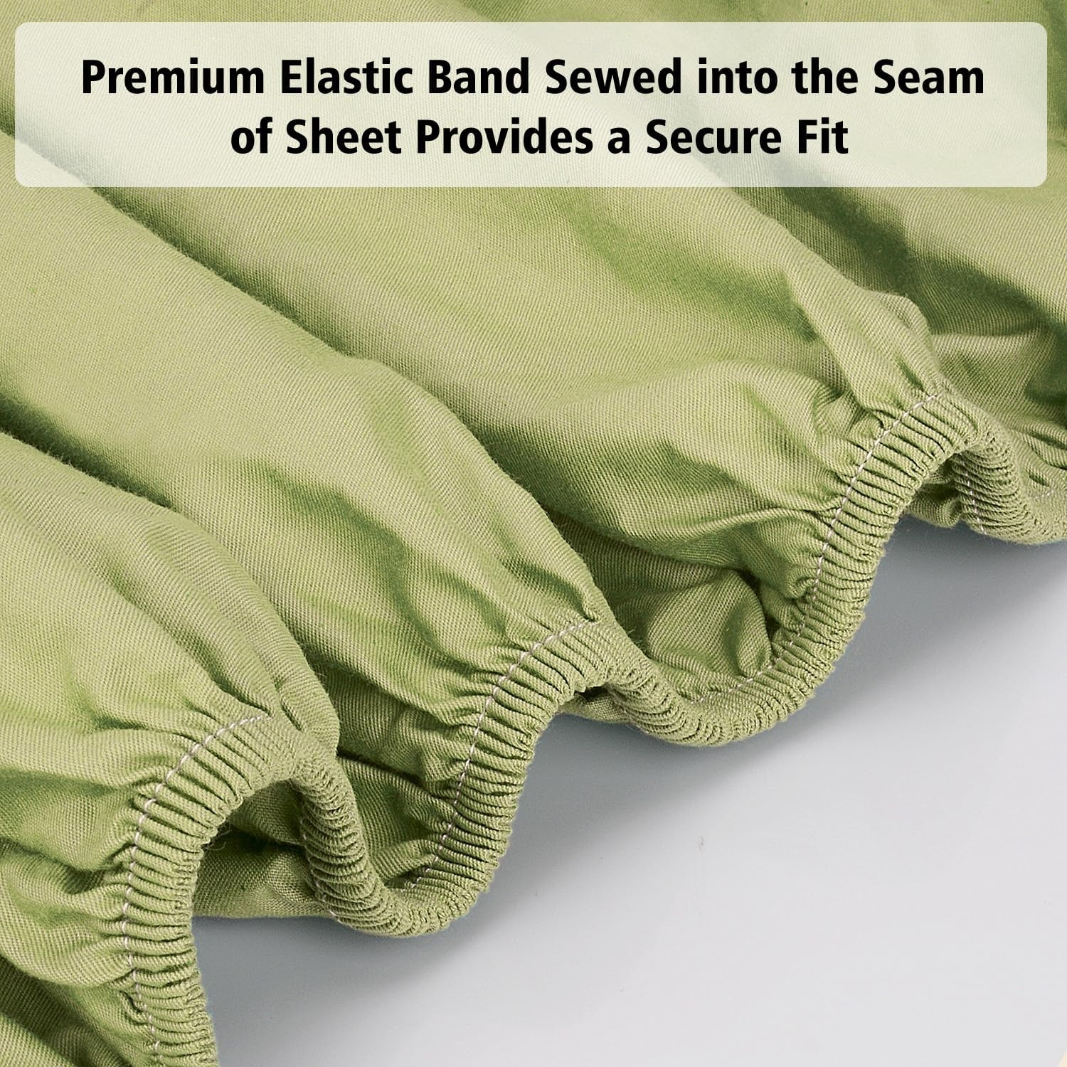 image:imageLirex Fitted Twin Sheet Cotton 300 Thread Count Soft Breathable 810 Deep Pocket Sheet for Hotel HomeDark BlueGreen