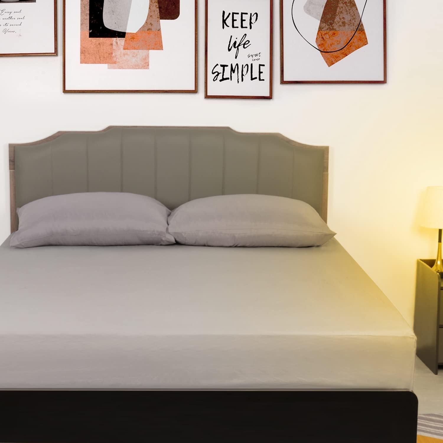 image:imageLirex Fitted Twin Sheet Cotton 300 Thread Count Soft Breathable 810 Deep Pocket Sheet for Hotel HomeDark BlueGrey
