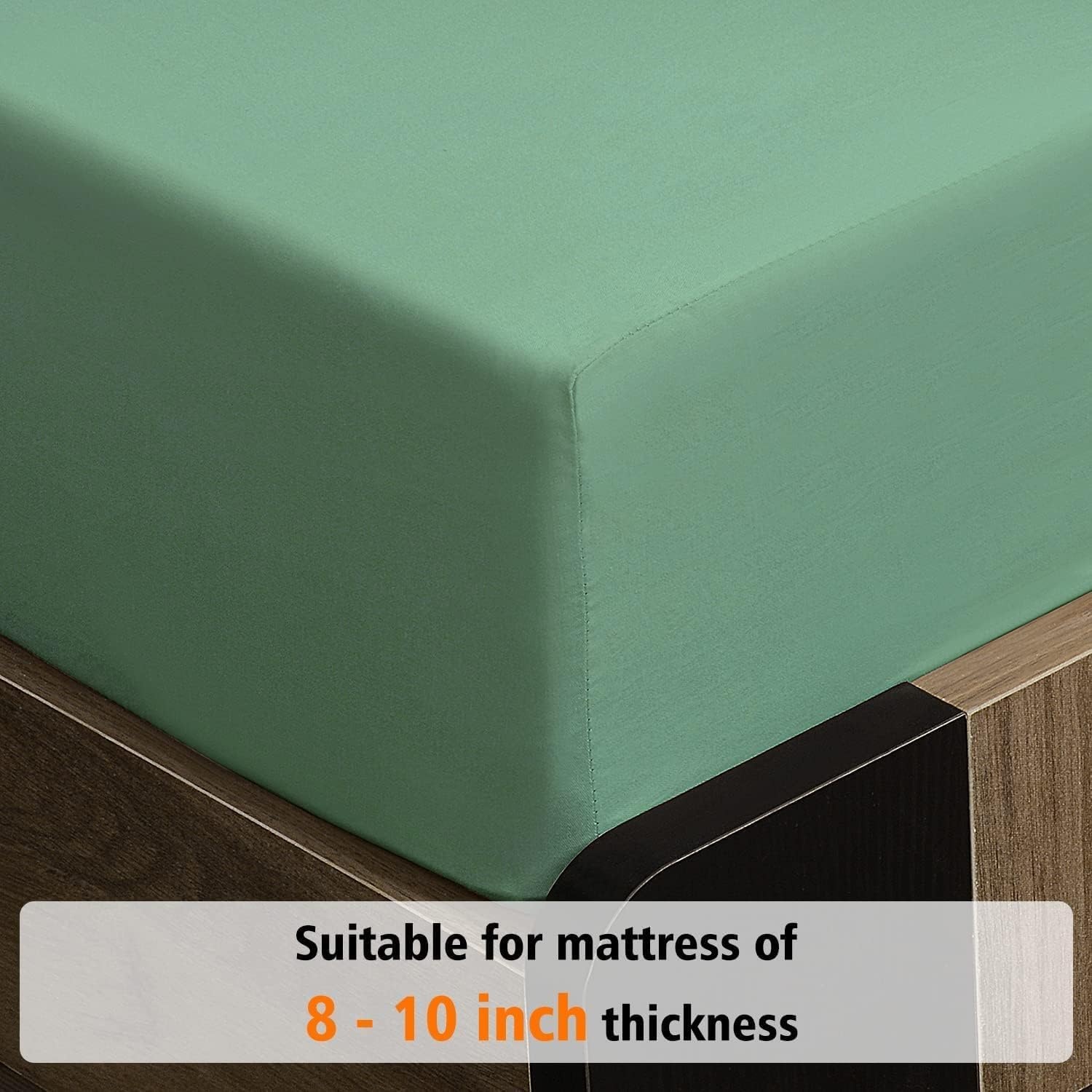 image:imageLirex Fitted Twin Sheet Cotton 300 Thread Count Soft Breathable 810 Deep Pocket Sheet for Hotel HomeDark BlueLight Green