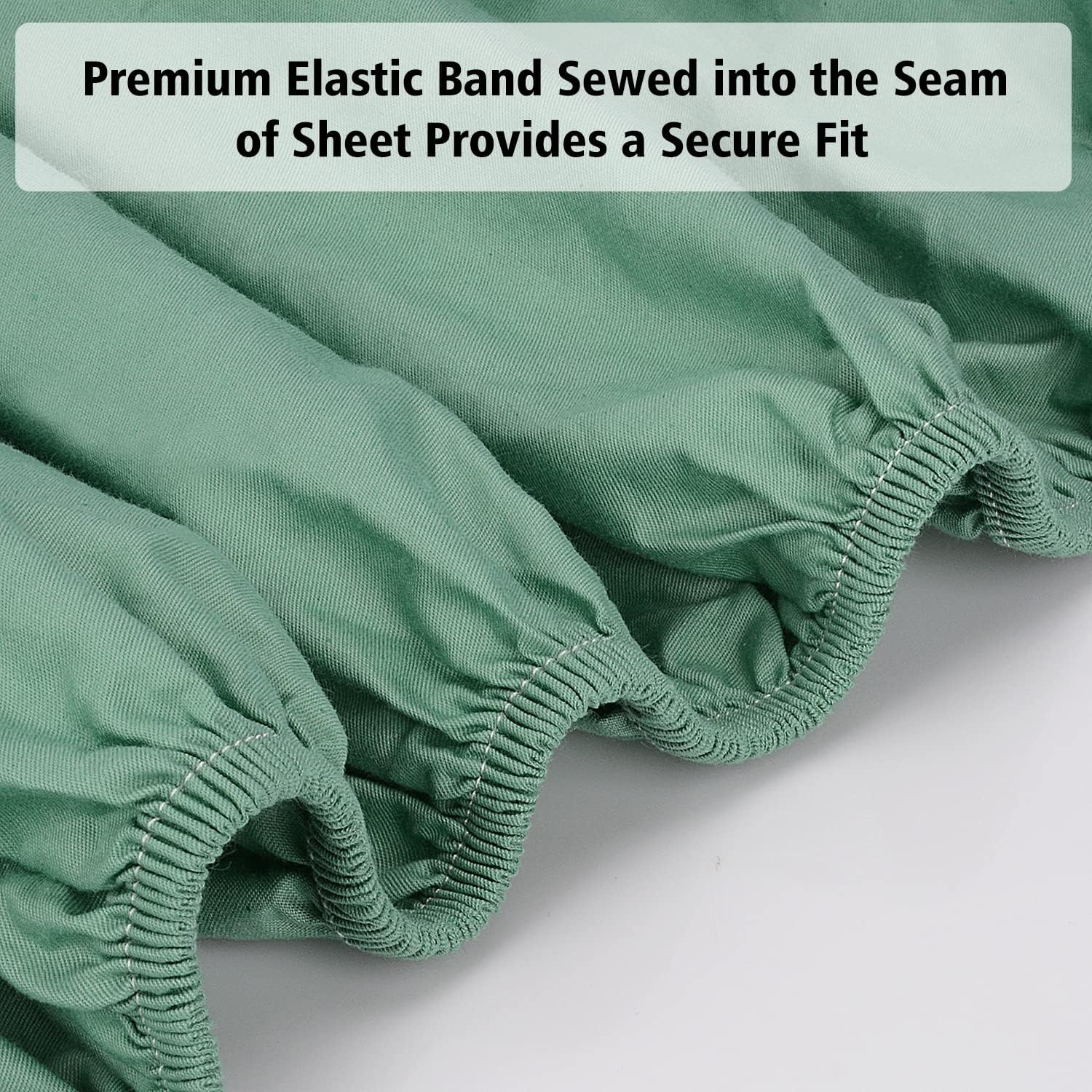 image:imageLirex Fitted Twin Sheet Cotton 300 Thread Count Soft Breathable 810 Deep Pocket Sheet for Hotel HomeDark BlueLight Green