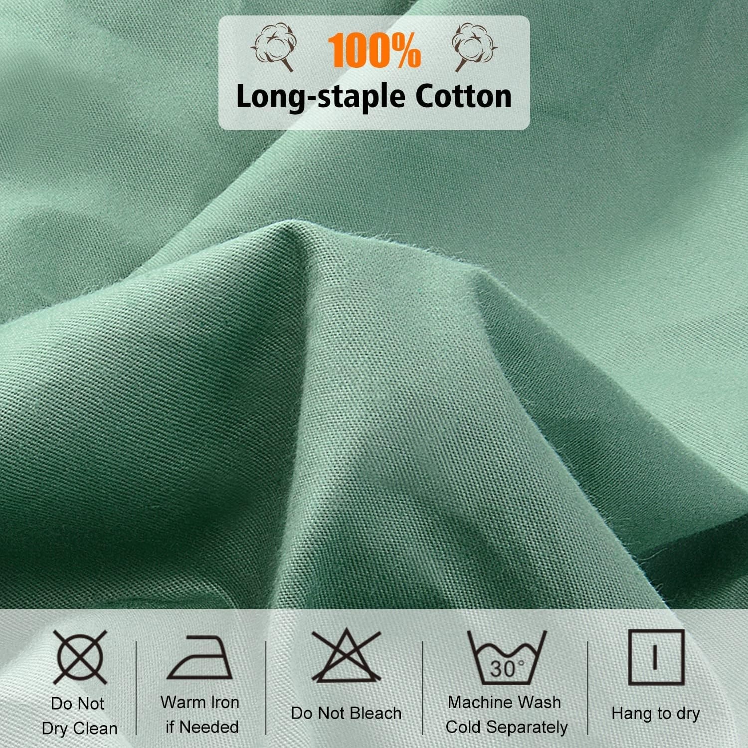 image:imageLirex Fitted Twin Sheet Cotton 300 Thread Count Soft Breathable 810 Deep Pocket Sheet for Hotel HomeDark BlueLight Green