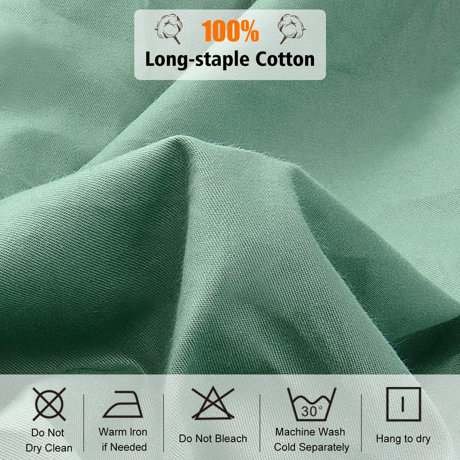 image:imageLirex Fitted Twin Sheet Cotton 300 Thread Count Soft Breathable 810 Deep Pocket Sheet for Hotel HomeDark BlueLight Green