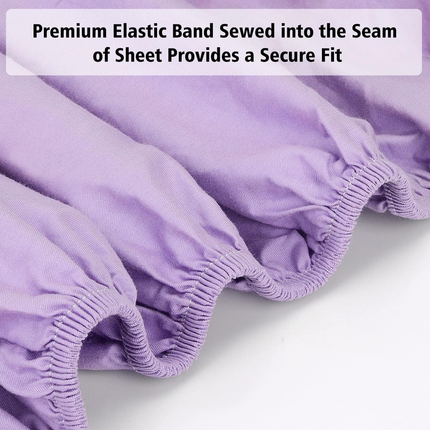 image:imageLirex Fitted Twin Sheet Cotton 300 Thread Count Soft Breathable 810 Deep Pocket Sheet for Hotel HomeDark BlueLight Purple