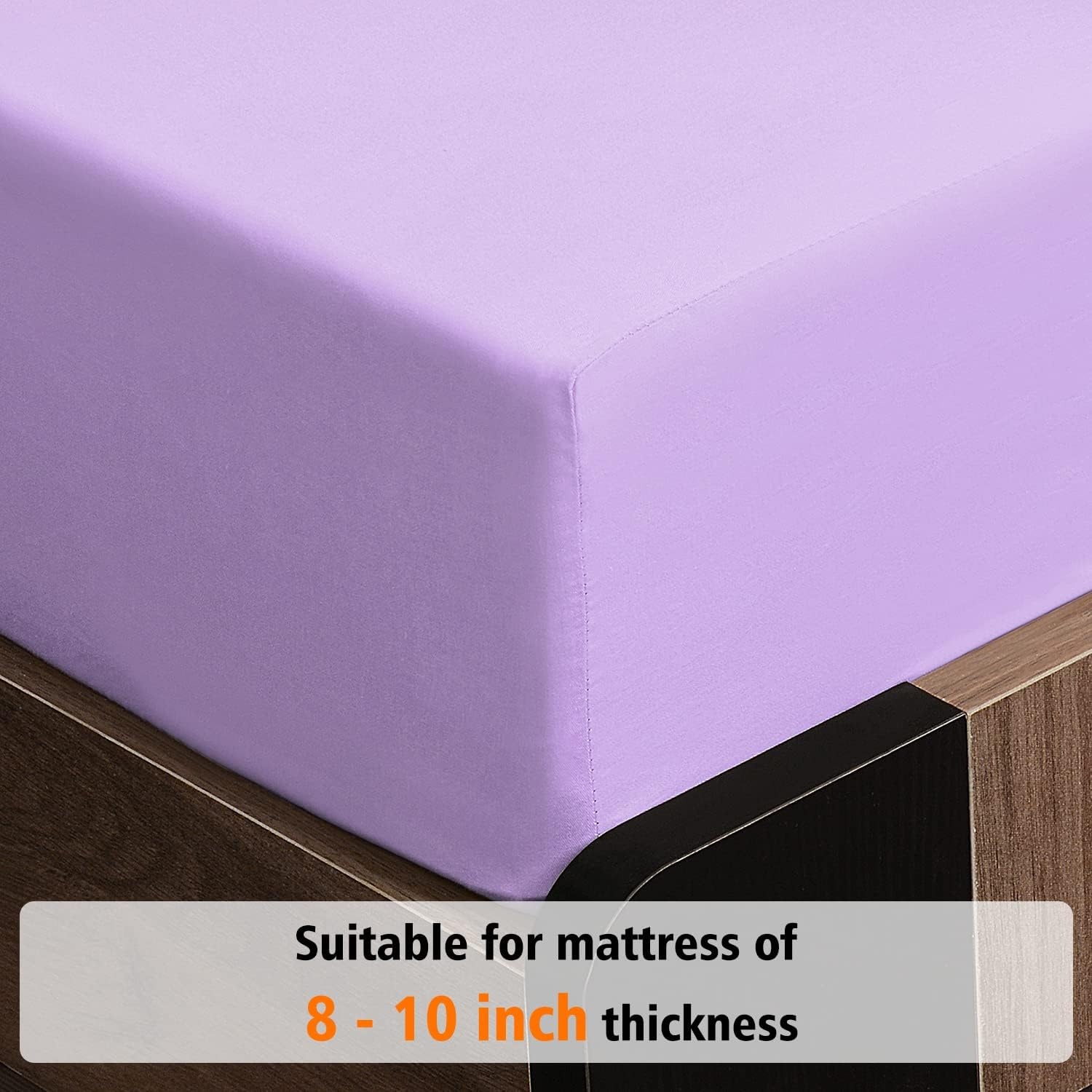 image:imageLirex Fitted Twin Sheet Cotton 300 Thread Count Soft Breathable 810 Deep Pocket Sheet for Hotel HomeDark BlueLight Purple