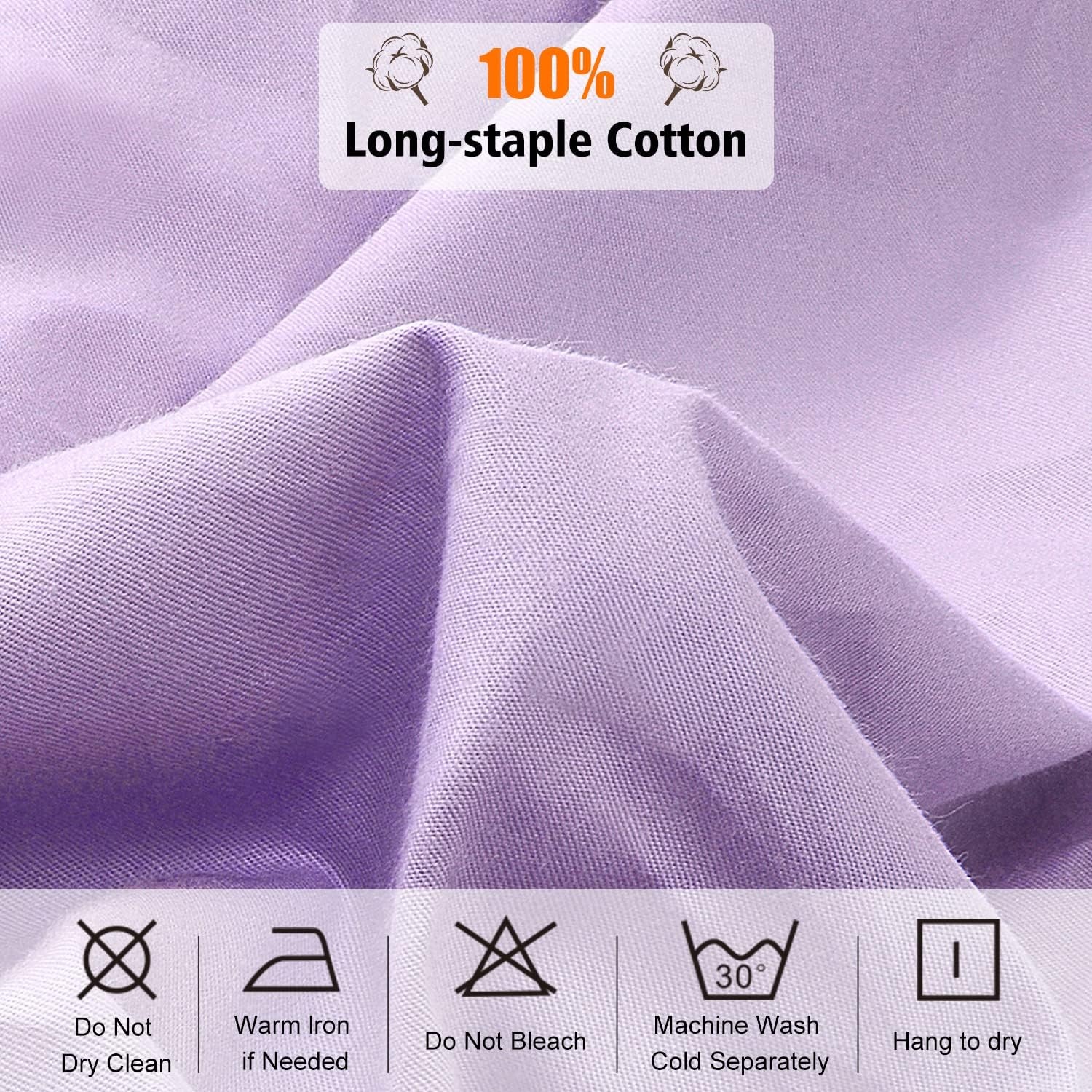 image:imageLirex Fitted Twin Sheet Cotton 300 Thread Count Soft Breathable 810 Deep Pocket Sheet for Hotel HomeDark BlueLight Purple