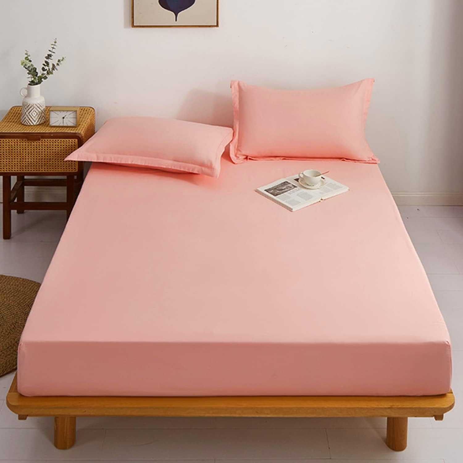 image:imageLirex Fitted Twin Sheet Cotton 300 Thread Count Soft Breathable 810 Deep Pocket Sheet for Hotel HomeDark BluePink