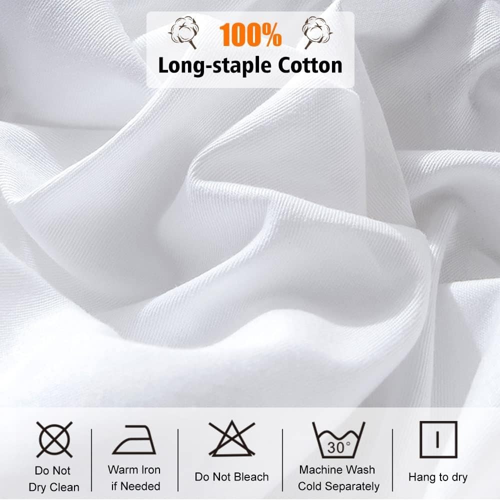 image:imageLirex Fitted Twin Sheet Cotton 300 Thread Count Soft Breathable 810 Deep Pocket Sheet for Hotel HomeDark BlueWhite
