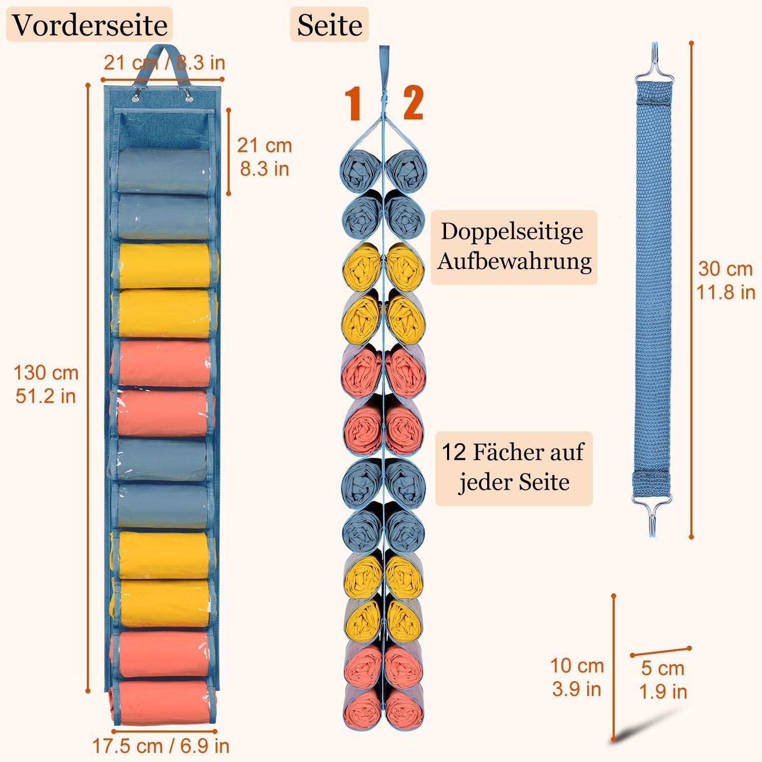 image:imageLirex Hanging Yoga Legging Storage Organizer with 24 Pockets Foldable Oxford Cloth Hanging Closet Organizer Shirts Jeans Storage Hanger Socks Holder for Family Closet Bedroom PinkBlue