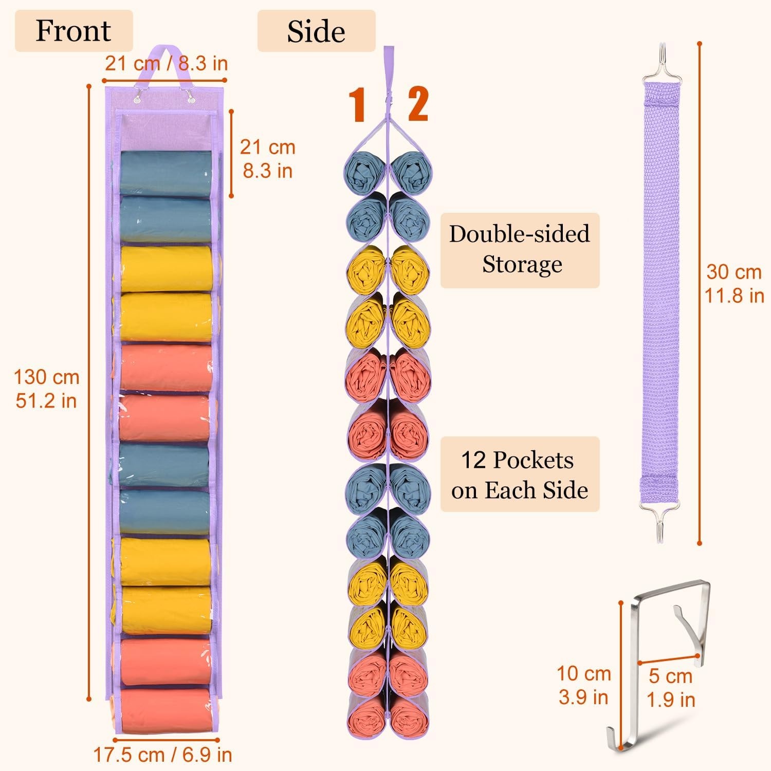 image:imageLirex Hanging Yoga Legging Storage Organizer with 24 Pockets Foldable Oxford Cloth Hanging Closet Organizer Shirts Jeans Storage Hanger Socks Holder for Family Closet Bedroom PinkPurple