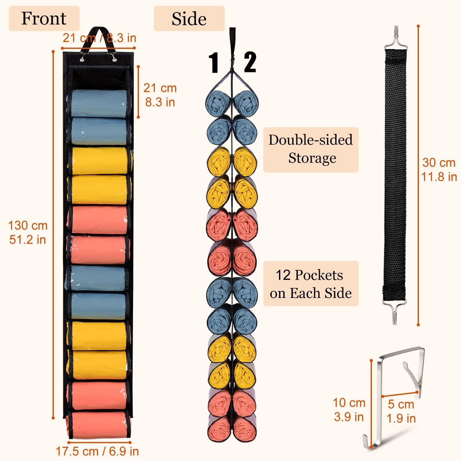 image:imageLirex Hanging Yoga Legging Storage Organizer with 24 Pockets Foldable Oxford Cloth Hanging Closet Organizer Shirts Jeans Storage Hanger Socks Holder for Family Closet Bedroom PinkBlack