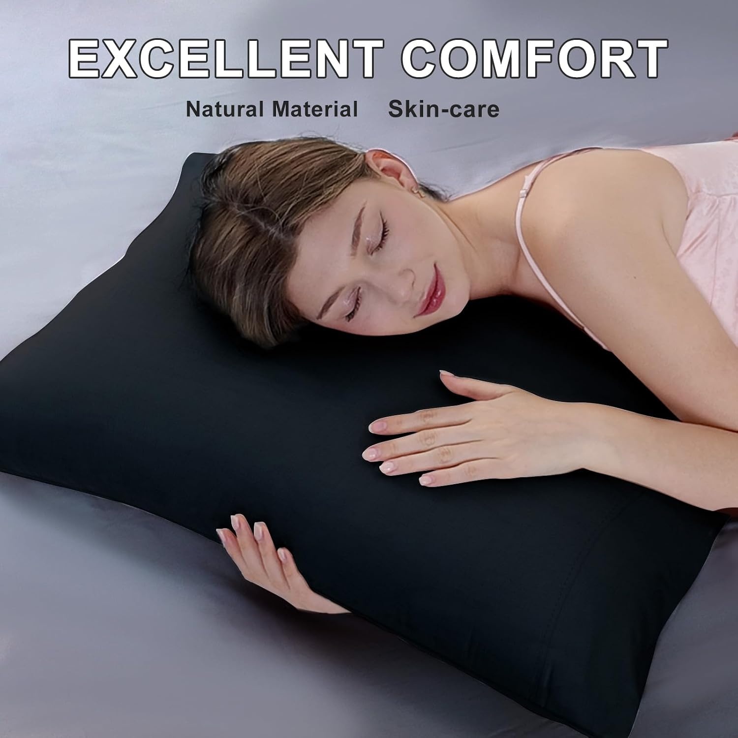image:imageLirex Queen Pillow Cases Set of 2 100 Cotton Sateen Breathable Cooling Soft for Quality Sleep Pillow Covers with Envelope Closure 20 x 30 WhiteBlack