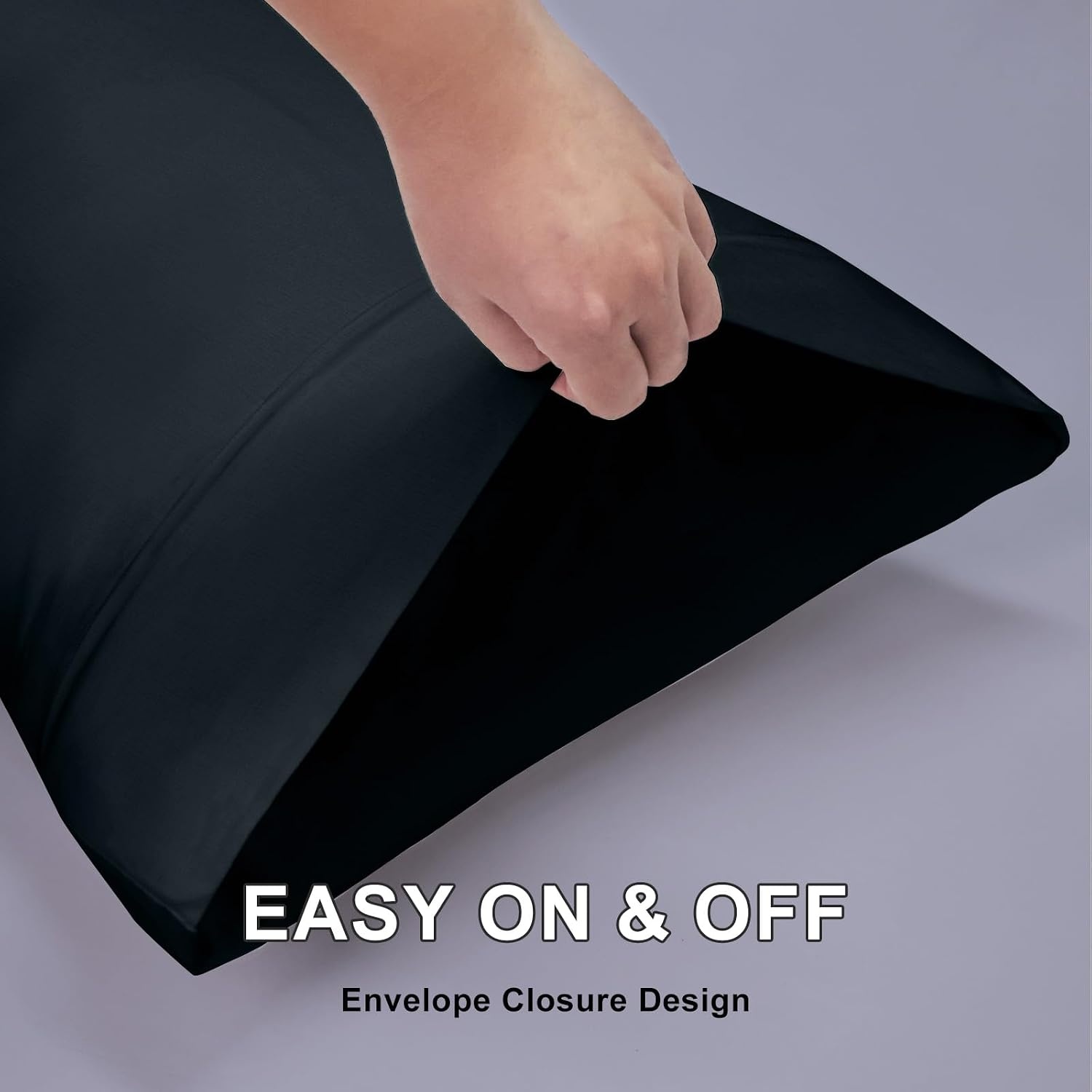 image:imageLirex Queen Pillow Cases Set of 2 100 Cotton Sateen Breathable Cooling Soft for Quality Sleep Pillow Covers with Envelope Closure 20 x 30 WhiteBlack
