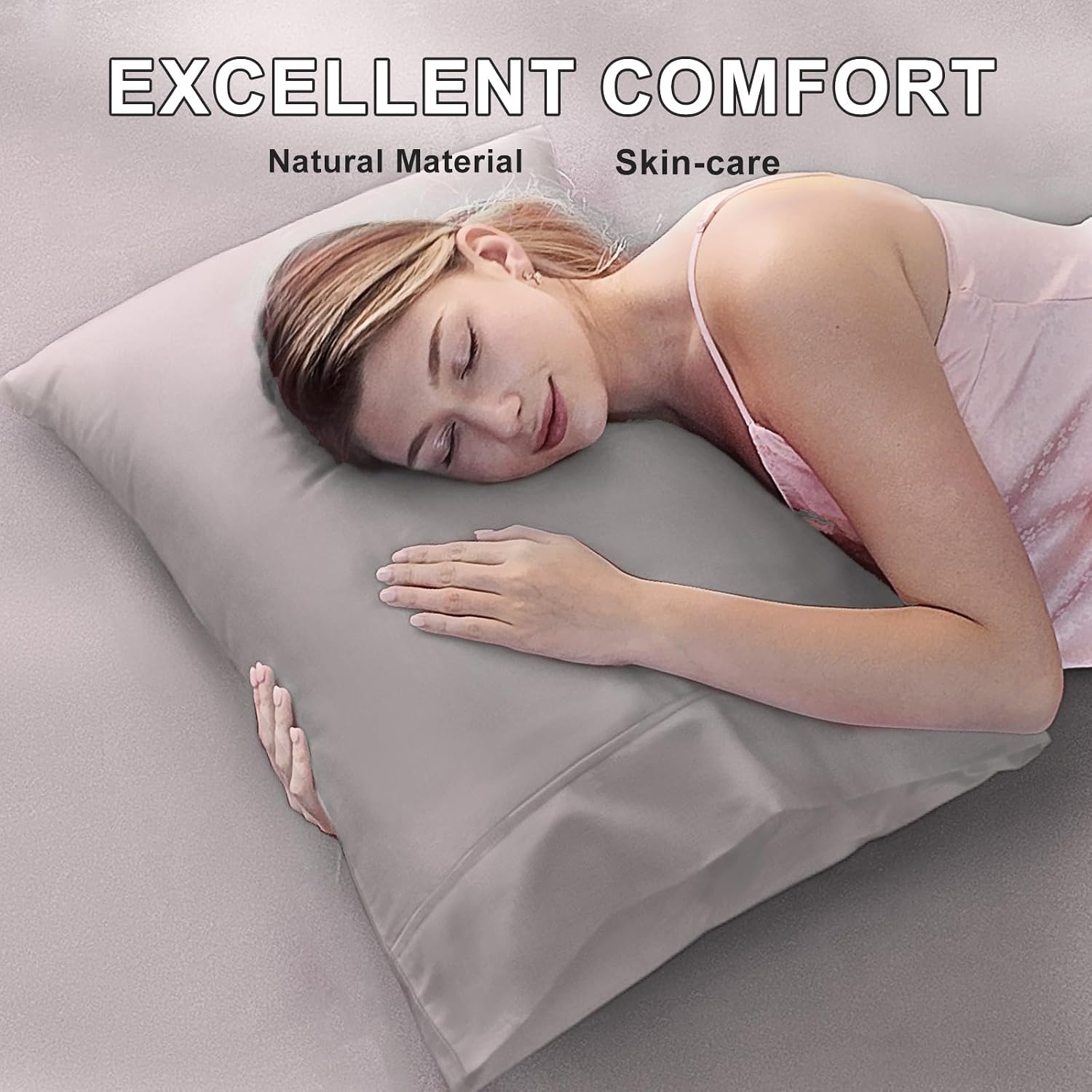 image:imageLirex Queen Pillow Cases Set of 2 100 Cotton Sateen Breathable Cooling Soft for Quality Sleep Pillow Covers with Envelope Closure 20 x 30 WhiteGrey