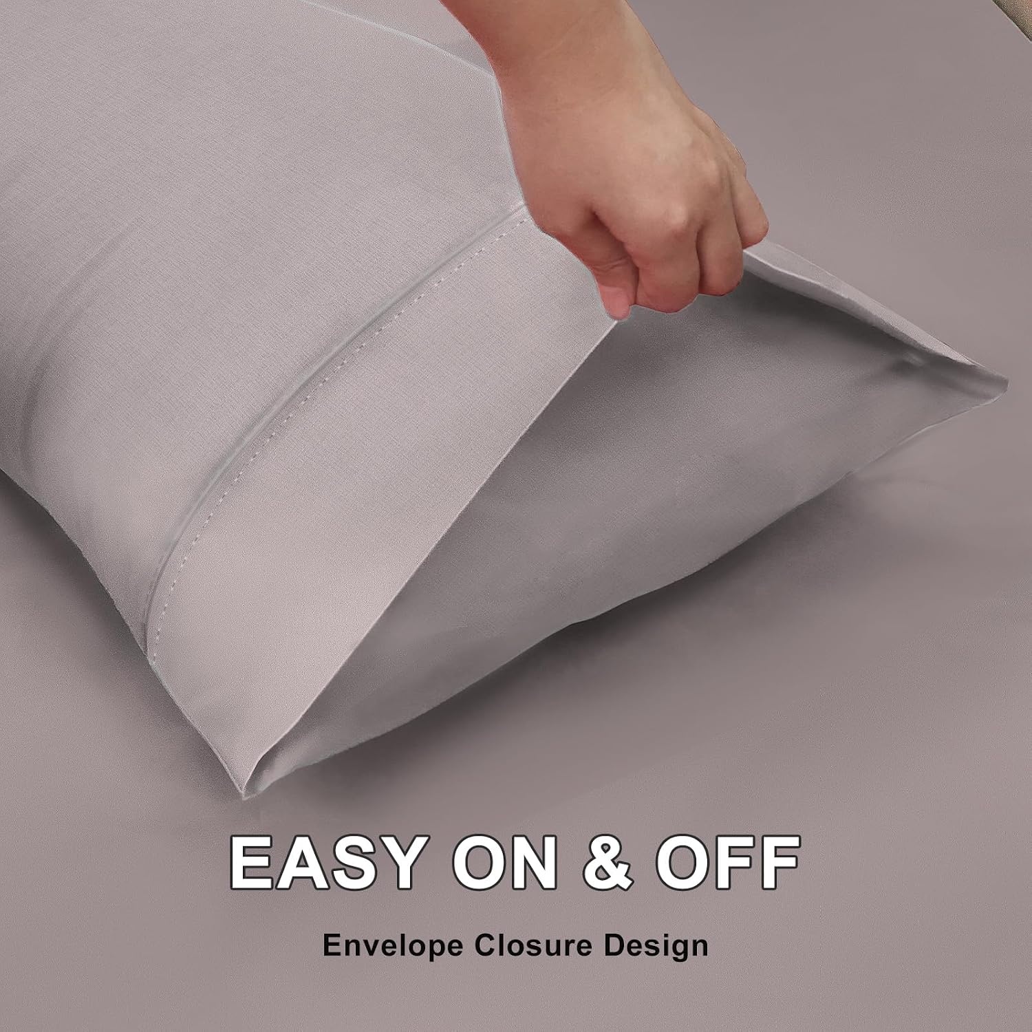 image:imageLirex Queen Pillow Cases Set of 2 100 Cotton Sateen Breathable Cooling Soft for Quality Sleep Pillow Covers with Envelope Closure 20 x 30 WhiteGrey