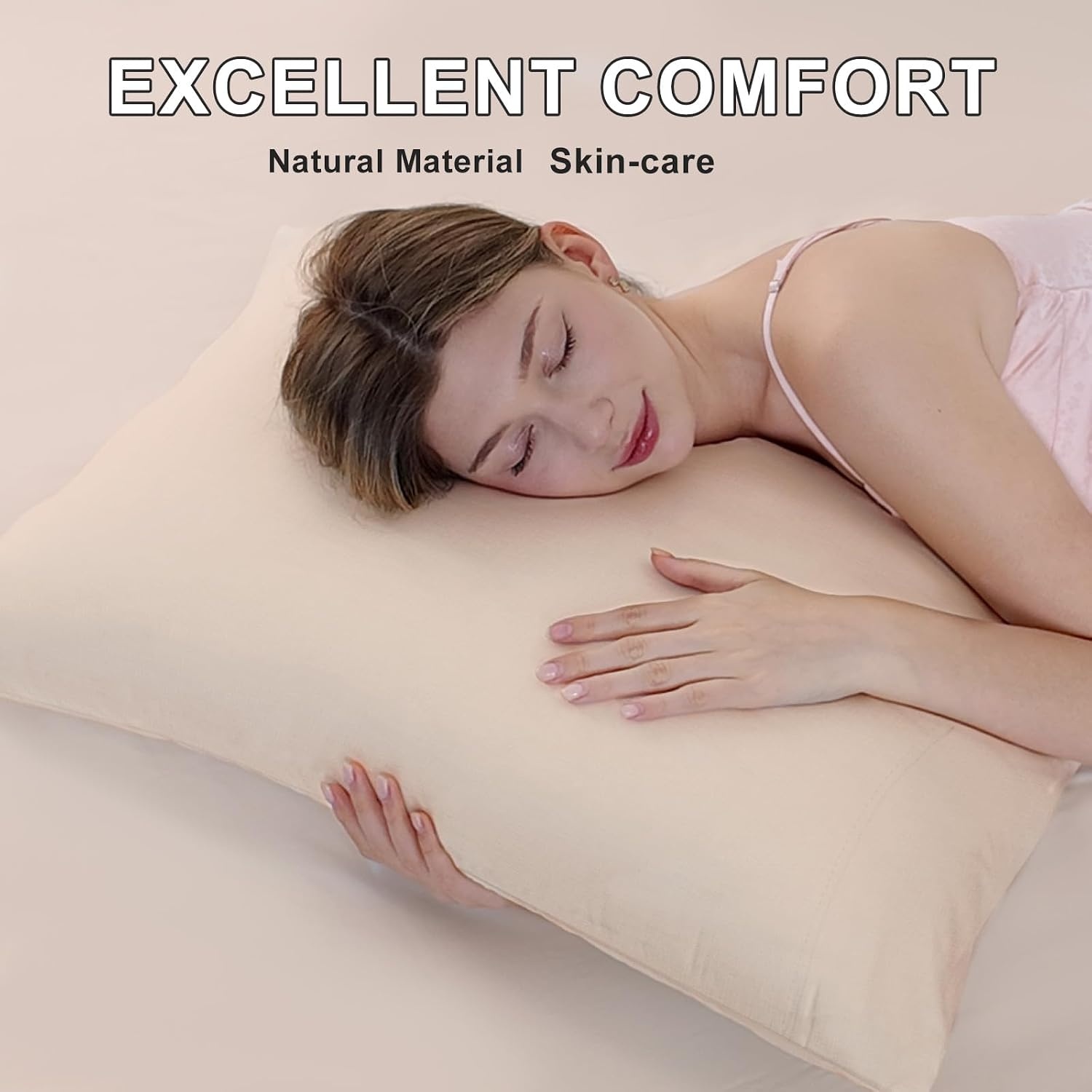 image:imageLirex Queen Pillow Cases Set of 2 100 Cotton Sateen Breathable Cooling Soft for Quality Sleep Pillow Covers with Envelope Closure 20 x 30 WhiteLight Khaki