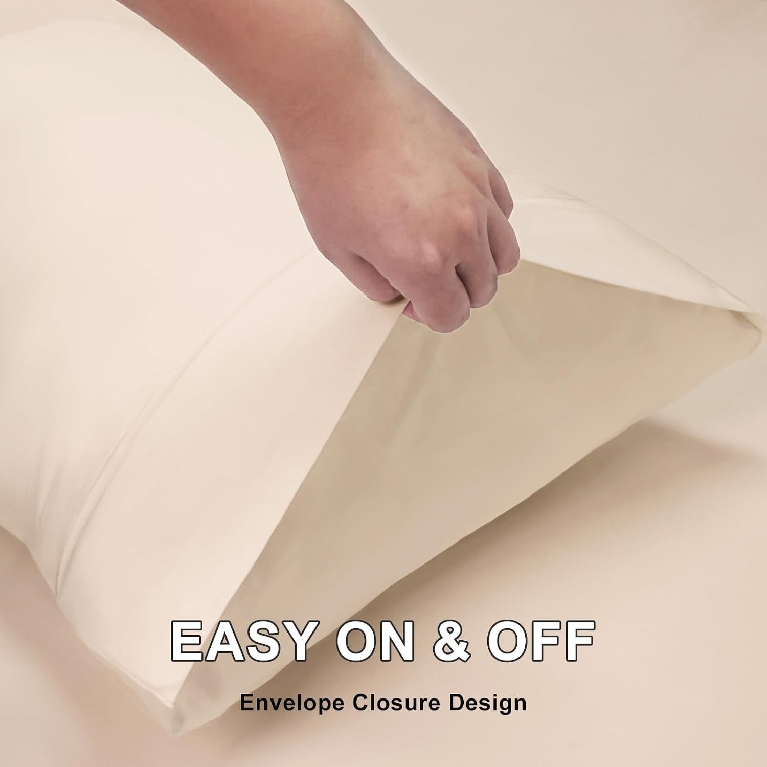image:imageLirex Queen Pillow Cases Set of 2 100 Cotton Sateen Breathable Cooling Soft for Quality Sleep Pillow Covers with Envelope Closure 20 x 30 WhiteLight Khaki