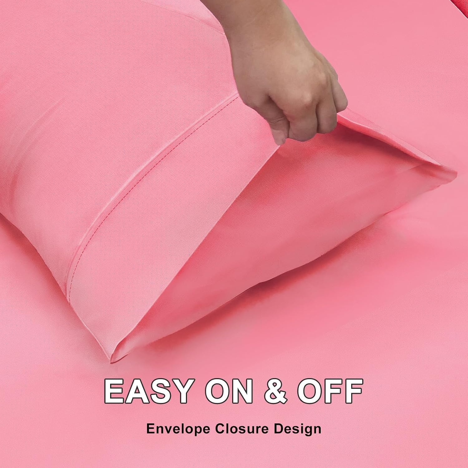 image:imageLirex Queen Pillow Cases Set of 2 100 Cotton Sateen Breathable Cooling Soft for Quality Sleep Pillow Covers with Envelope Closure 20 x 30 WhiteMauve Pink