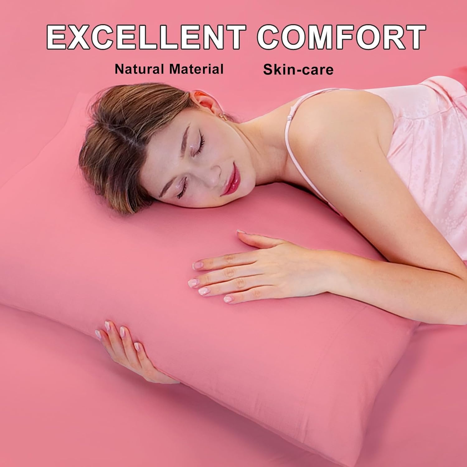 image:imageLirex Queen Pillow Cases Set of 2 100 Cotton Sateen Breathable Cooling Soft for Quality Sleep Pillow Covers with Envelope Closure 20 x 30 WhiteMauve Pink