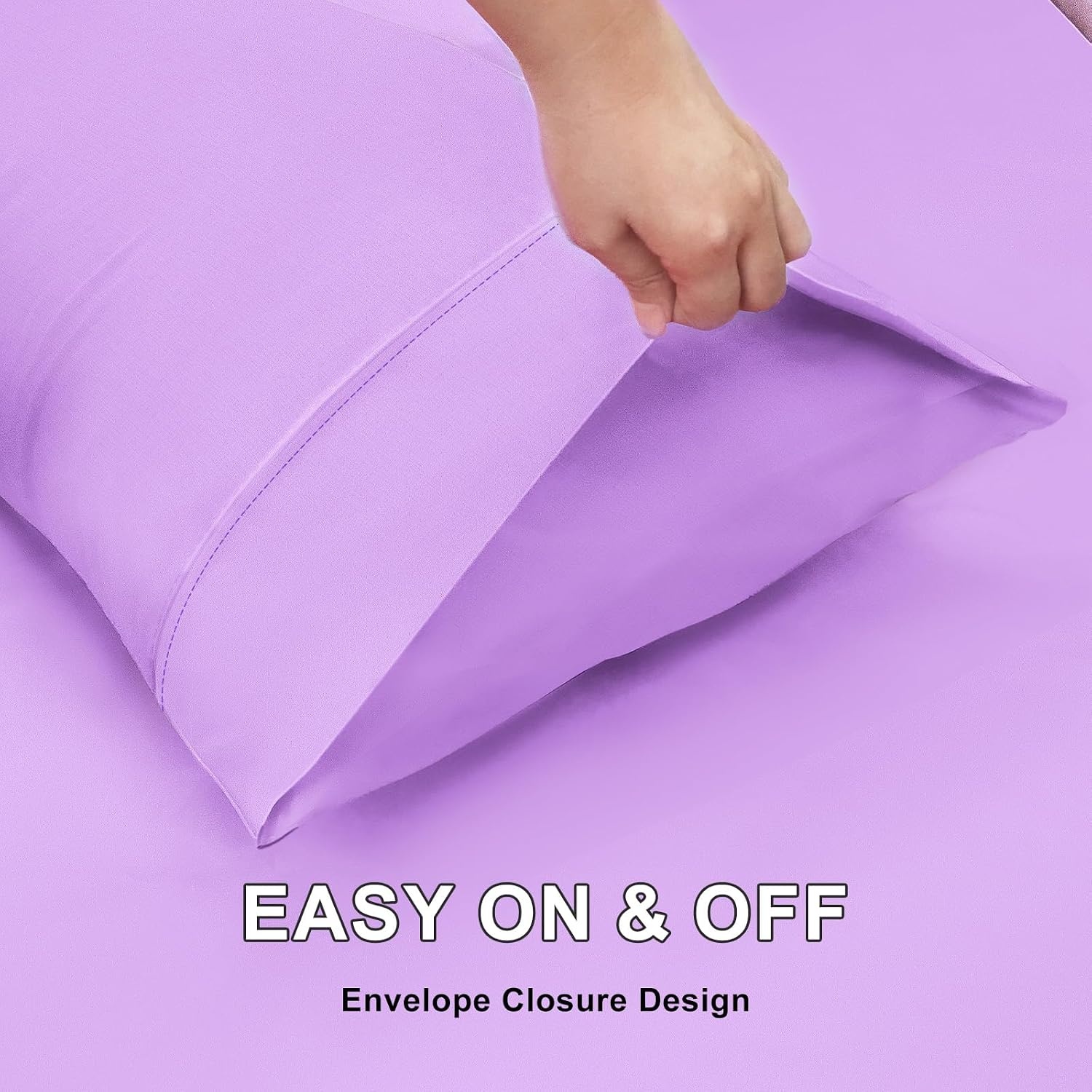 image:imageLirex Queen Pillow Cases Set of 2 100 Cotton Sateen Breathable Cooling Soft for Quality Sleep Pillow Covers with Envelope Closure 20 x 30 WhitePurple